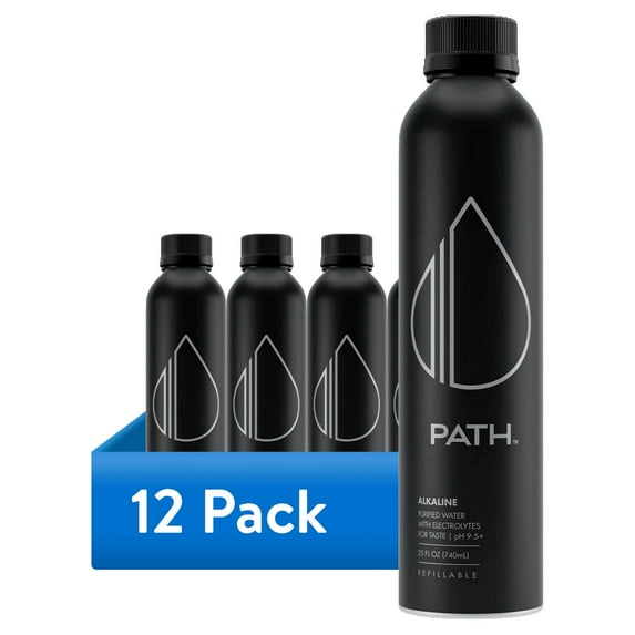 (12 pack) Pathwater Ultra-Purified Alkaline Water, 25 fl oz, Single Aluminum Bottle