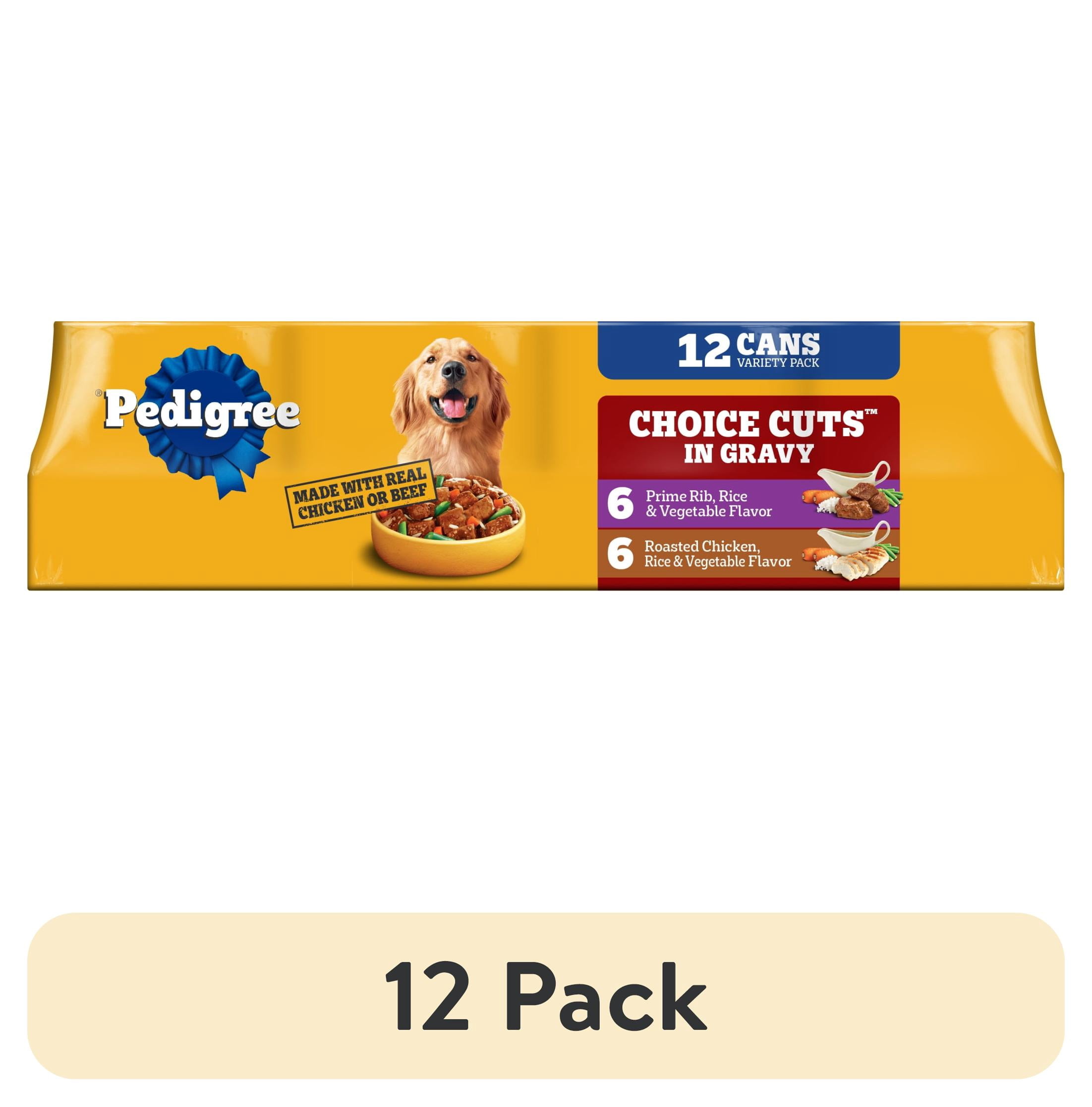 (12 pack) Pedigree Choice Cuts In Gravy Adult Soft Wet Dog Food Prime Rib Multipack, 13.2 Oz Cans 12 Pack