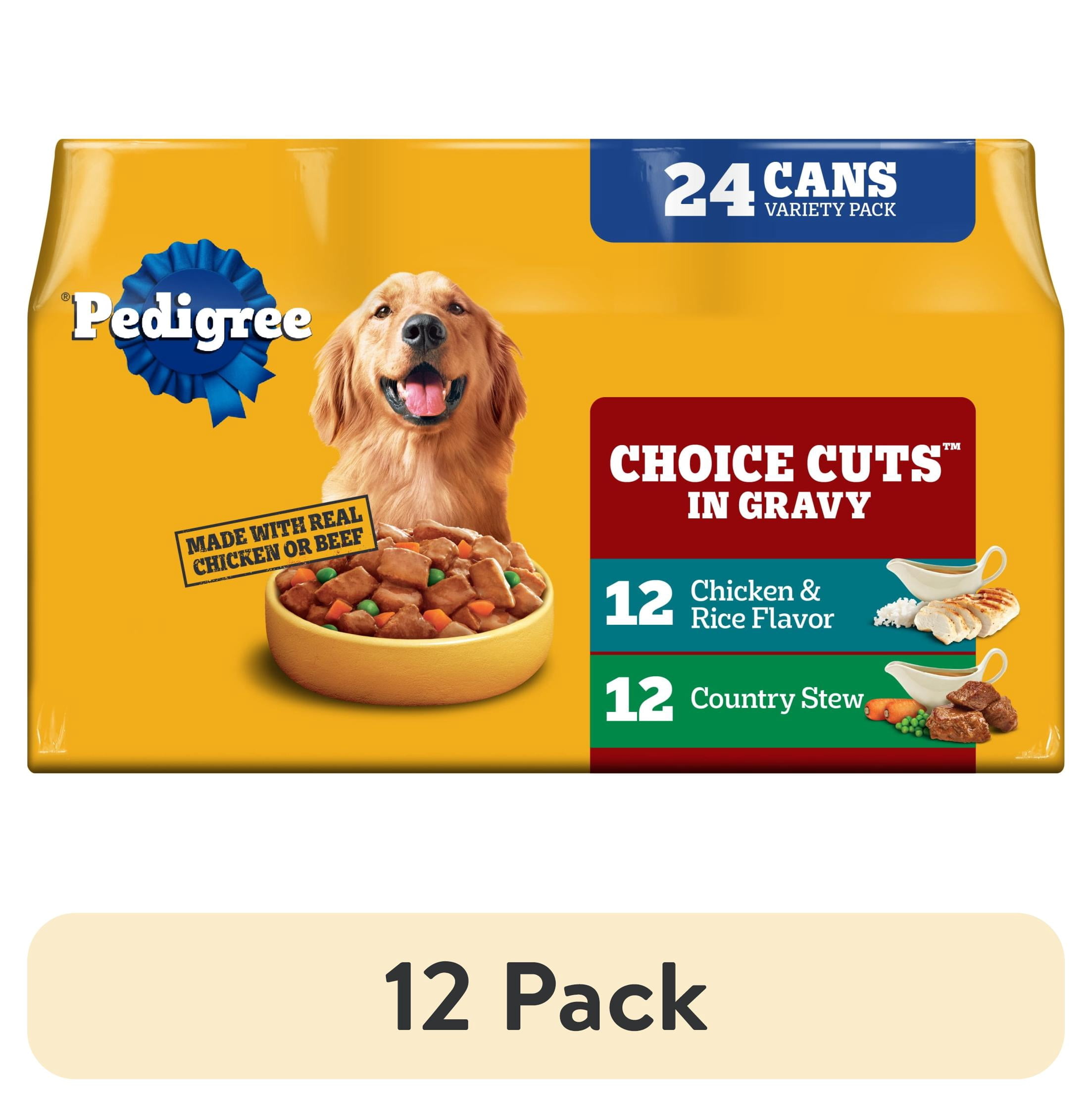 (12 pack) Pedigree Choice Cuts In Gravy Chicken and Rice Multipack Wet Dog Food, 13.2 oz Cans, 24 Pack
