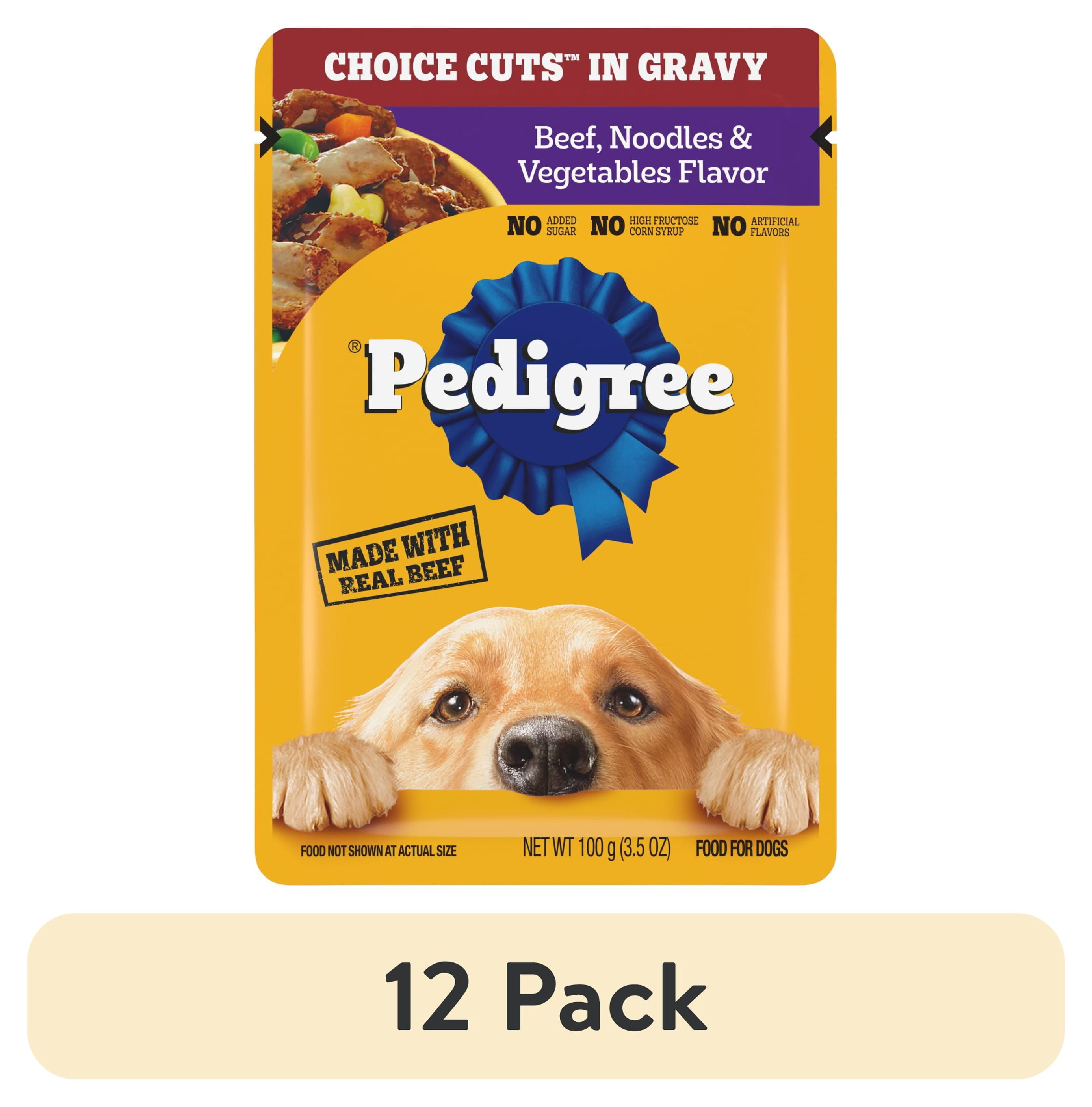 (12 pack) Pedigree Choice Cuts In Gravy Dog Food, Beef, Noodles & Vegetable Flavor, 3.5 Oz Pouch