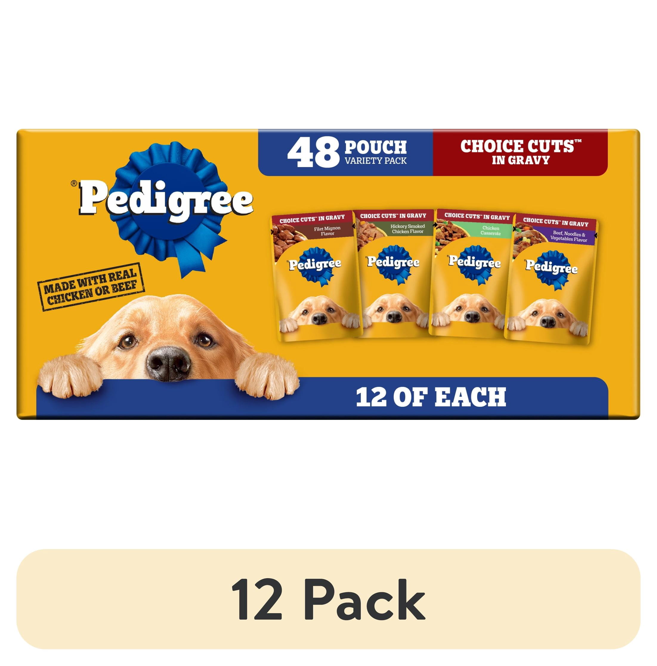 (12 pack) Pedigree Choice Cuts In Gravy Dog Food Variety Pack, 3.5 Oz Pouches, 48-Count