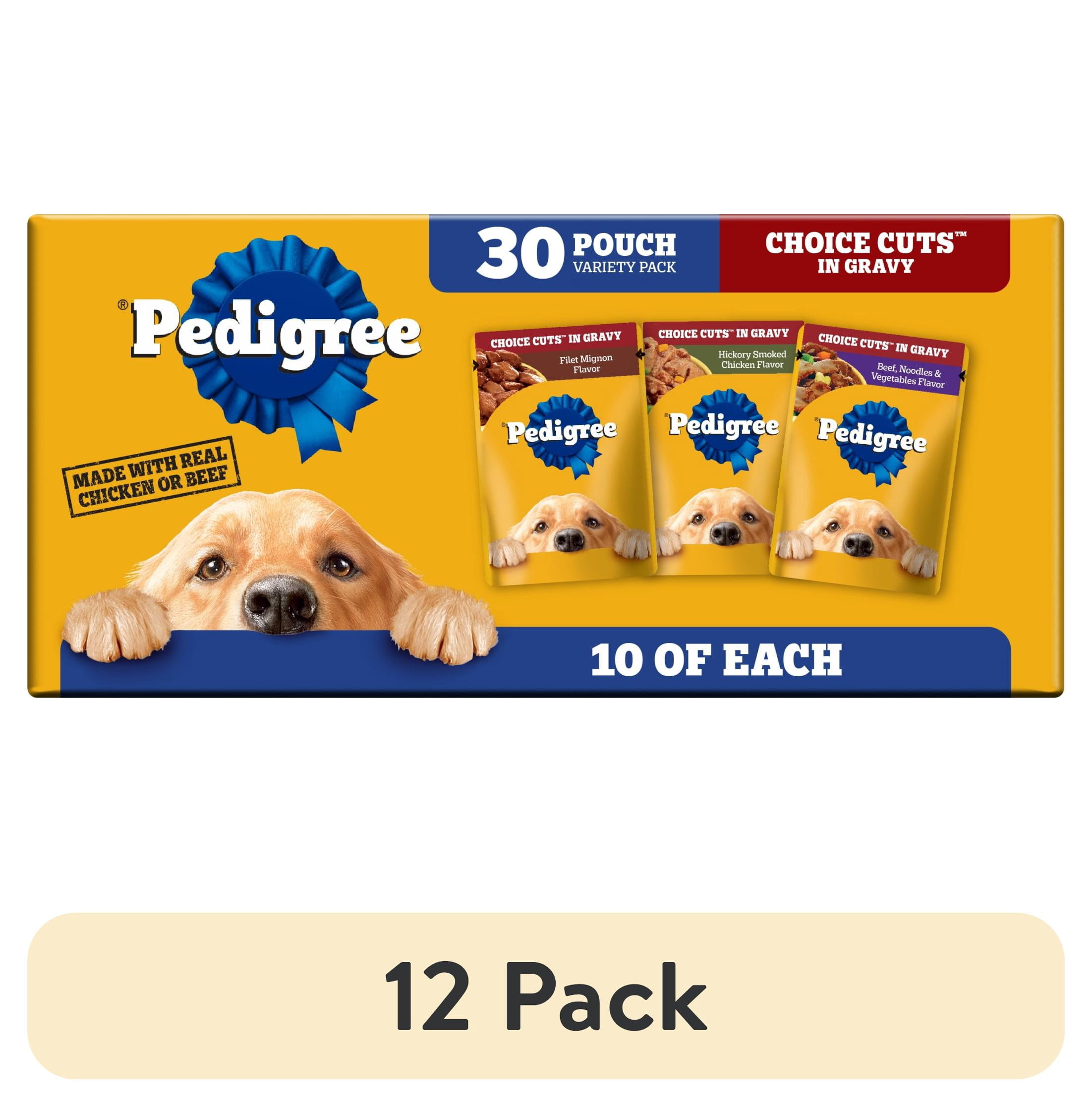 (12 pack) Pedigree Choice Cuts In Gravy Variety Pack Wet Dog Food, 3.5 Oz Pouches, 30-Count