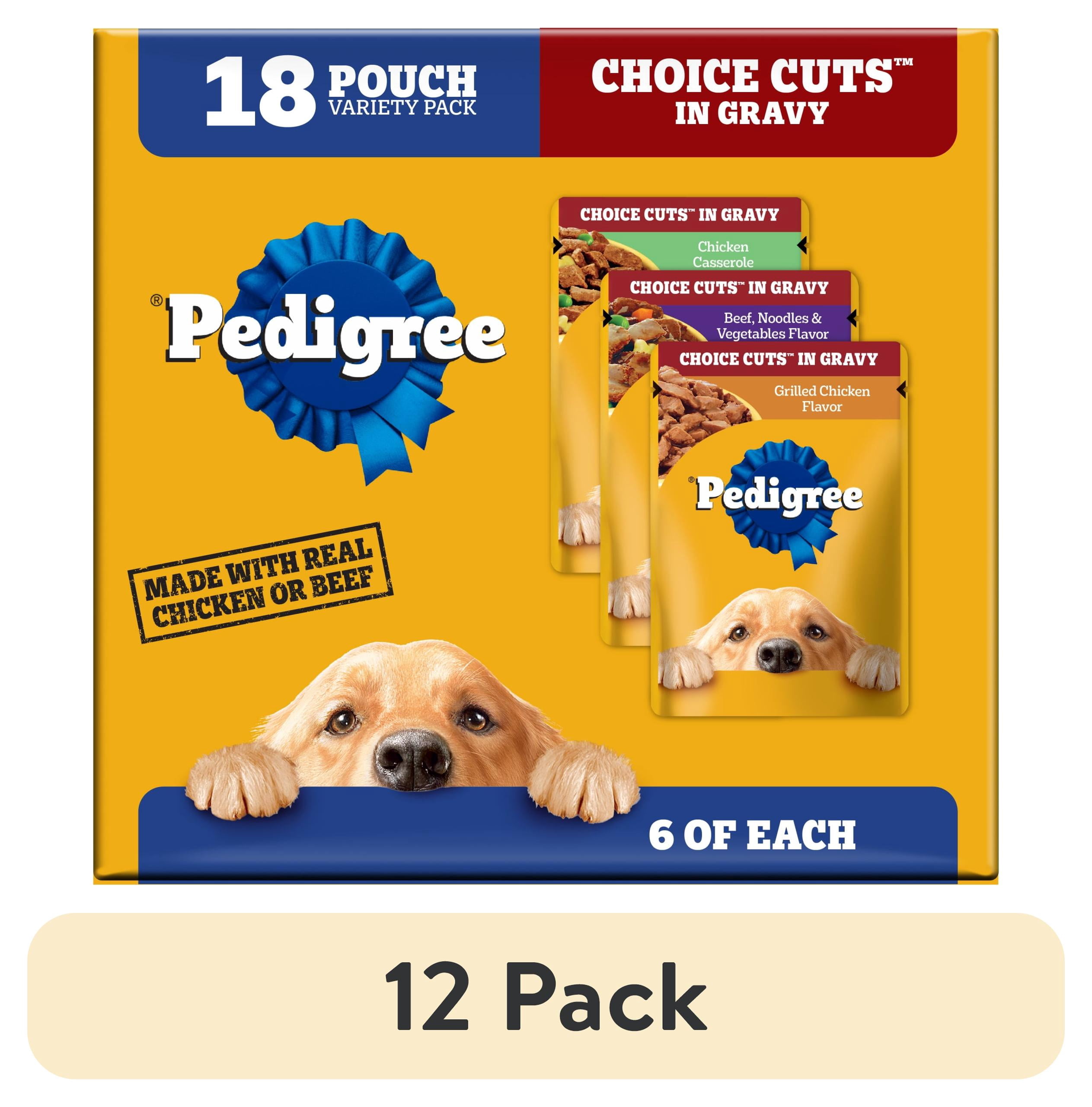 (12 pack) Pedigree Choice Cuts In Gravy Wet Dog Food Chicken Casserole Variety Pack, 3.5 Oz Pouches, 18 Count