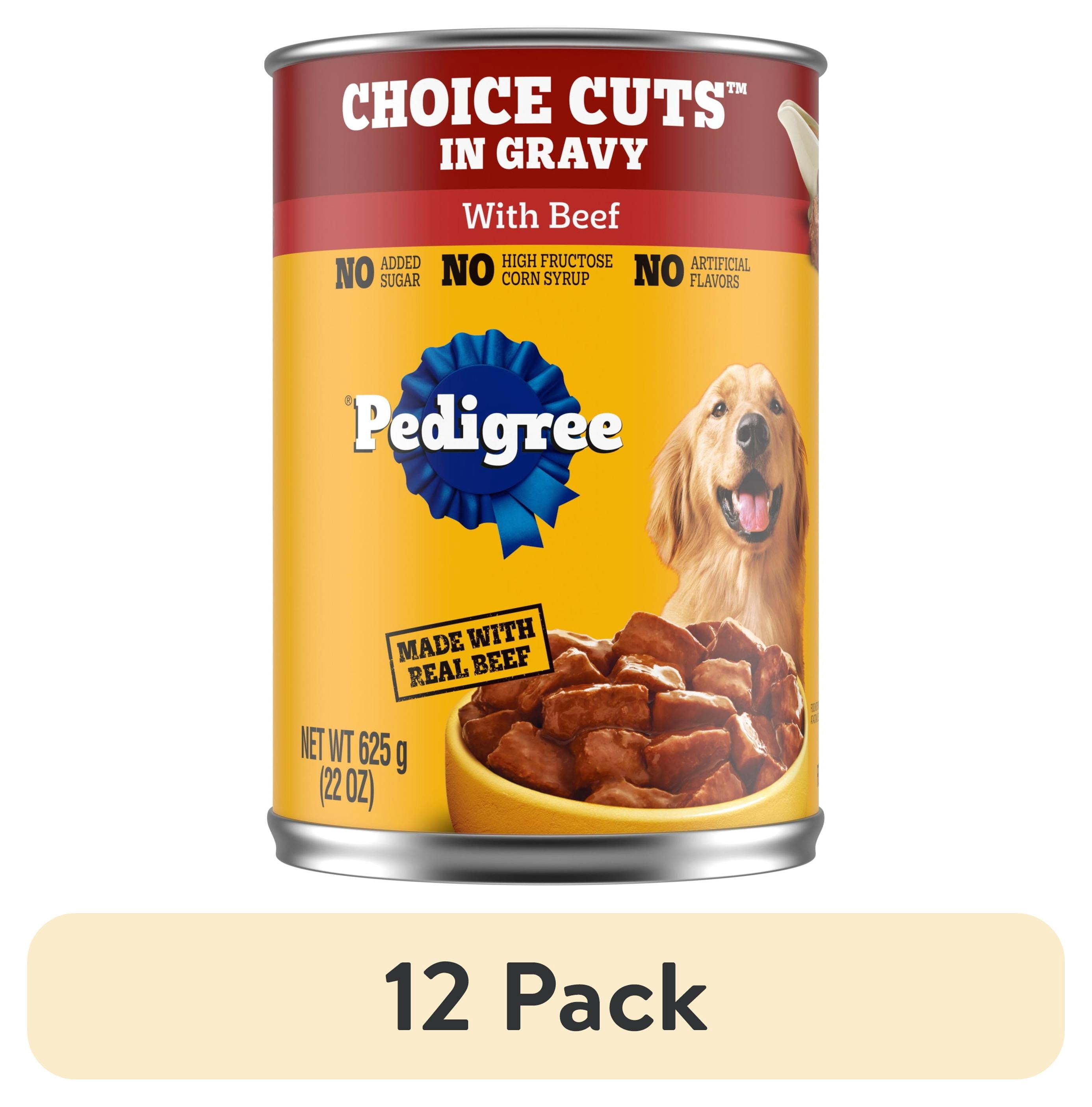 (12 pack) Pedigree Choice Cuts In Gravy With Beef Adult Canned Soft Wet Dog Food, 22 Oz. Can