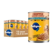 12 pack Pedigree Chopped Ground Dinner Chicken & Rice Soft Wet Dog Food, 13.2 oz Cans