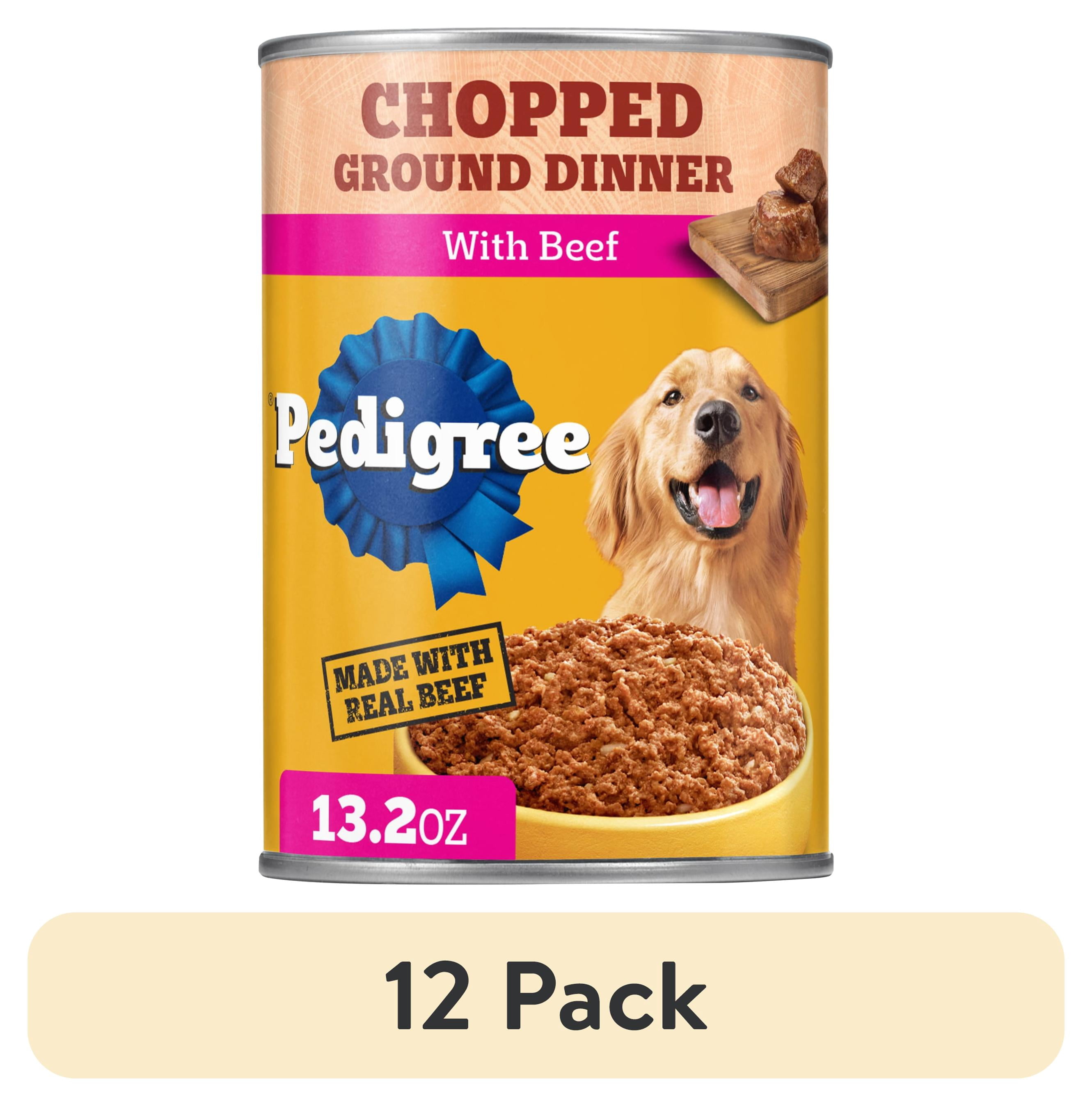 (12 pack) Pedigree Chopped Ground Dinner Wet Dog Food With Beef, Canned Dog Food, 13.2 oz. Cans, 12 Count