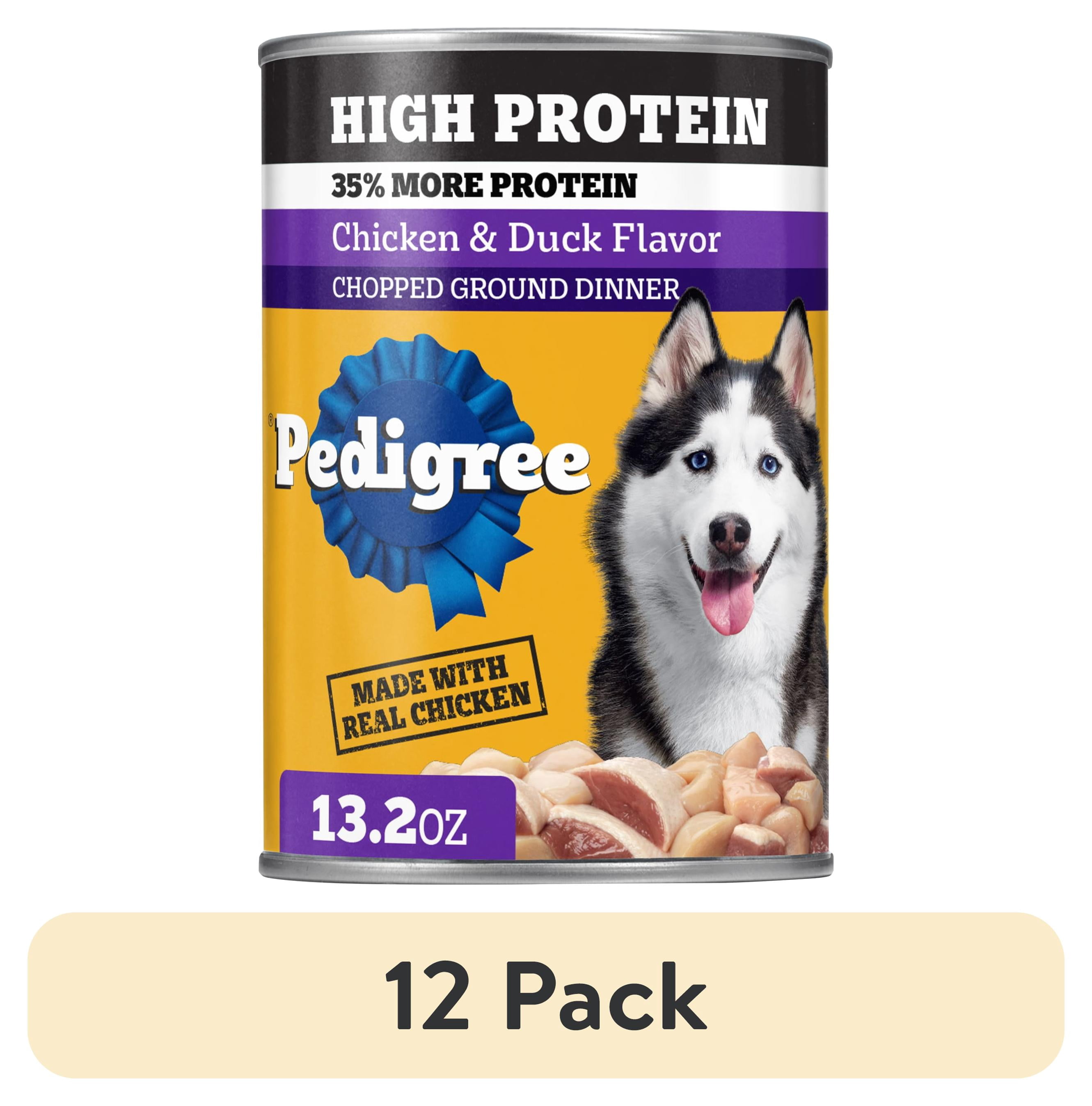 (12 pack) Pedigree High Protein Chopped Chicken & Duck Flavor Adult Soft Wet Dog Food, 13.2 oz Can