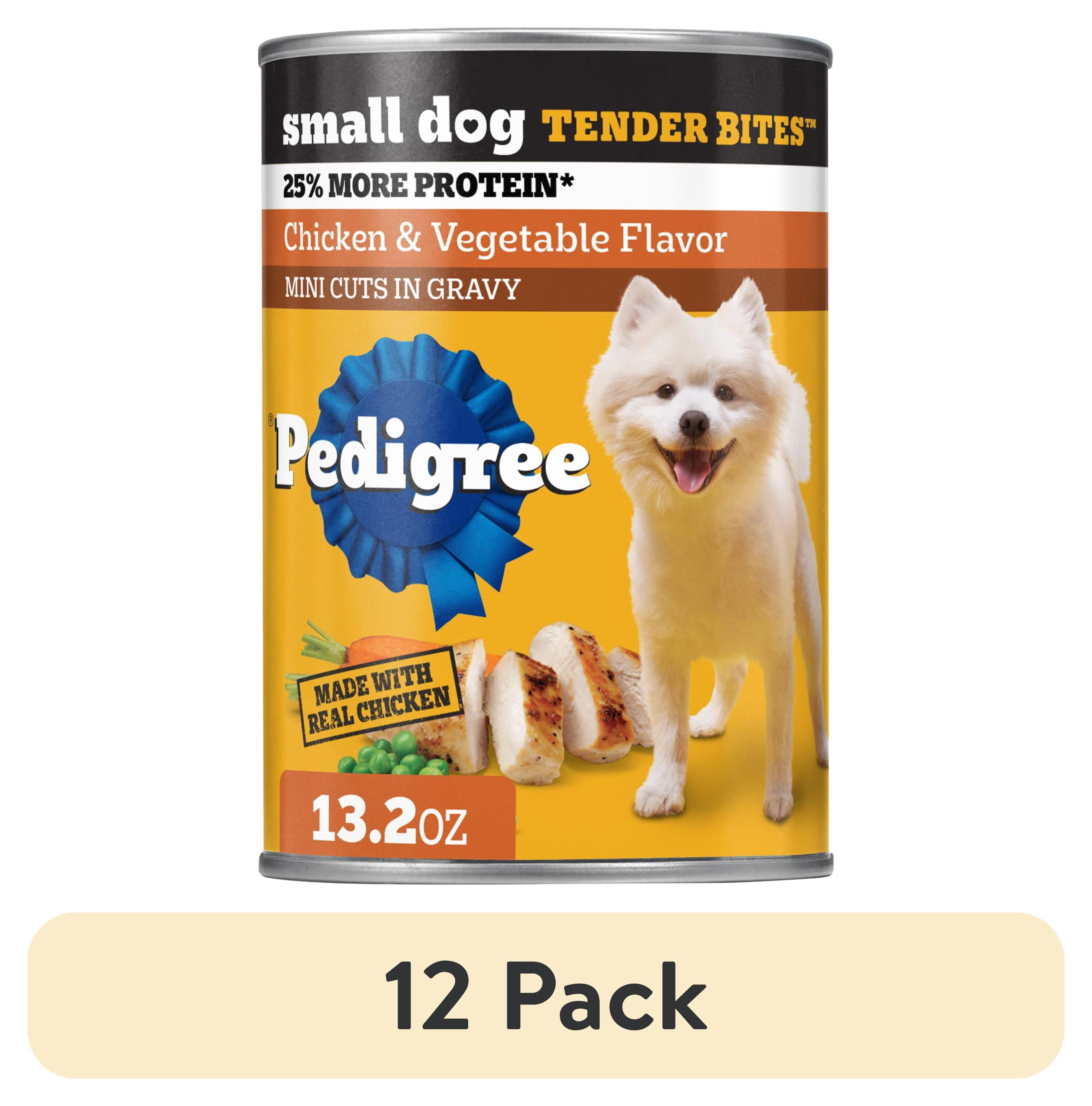 (12 pack) Pedigree Small Dog Tender Bites In Gravy Wet Dog Food, Chicken & Vegetable Flavor, (12) 13.2 oz Cans