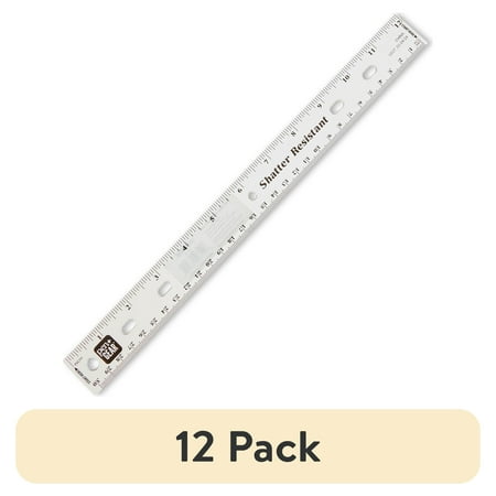 (12 pack) Pen+Gear 12" Plastic Ruler – Clear, Bulk pack Available , recommend for Middle School, High School, College,