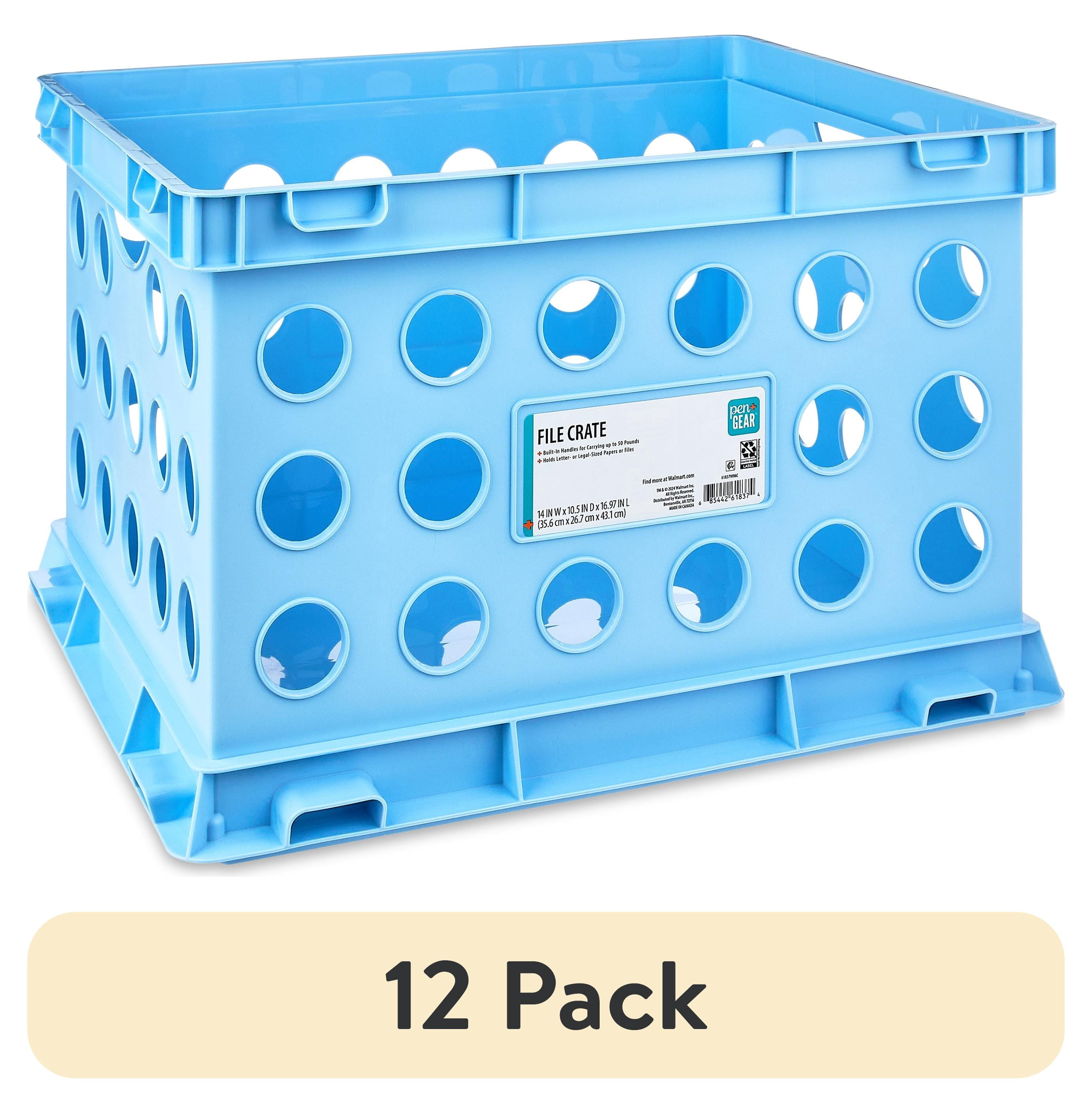 (12 pack) Pen+Gear Plastic File and Storage Crate, Sky Blue, 1-pack