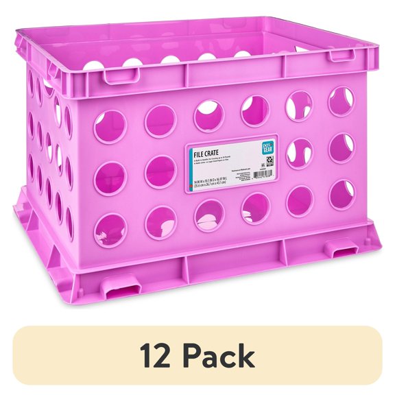 (12 pack) Pen+Gear Plastic File and Storage Crate, Violet Glow, 1-pack