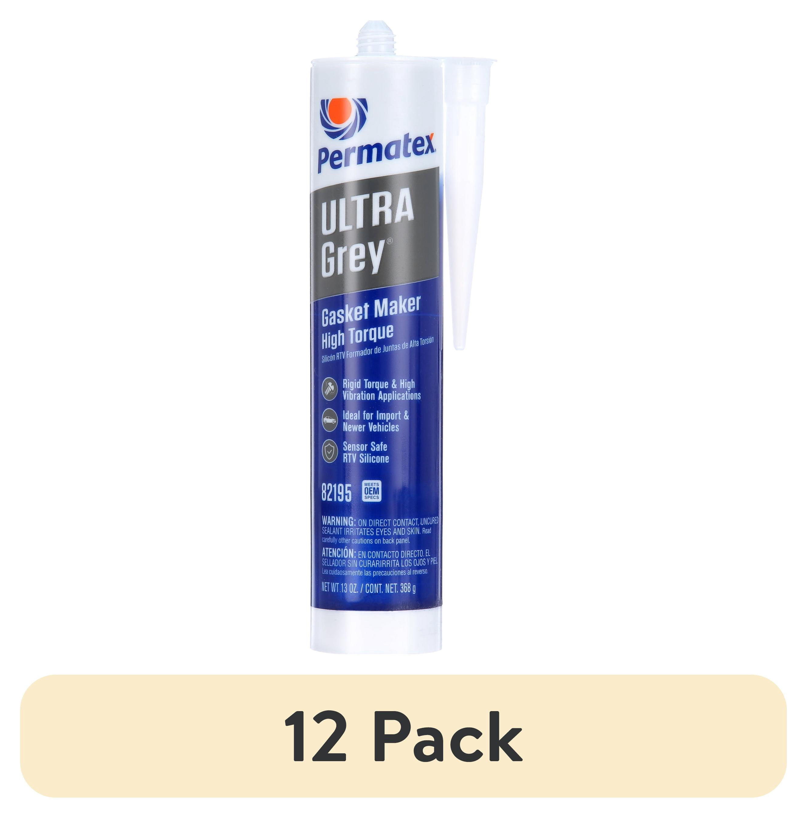 (12 pack) Permatex Ultra Grey Rigid High-Torque RTV Silicone Gasket Maker Adhesive, 13oz - 82195