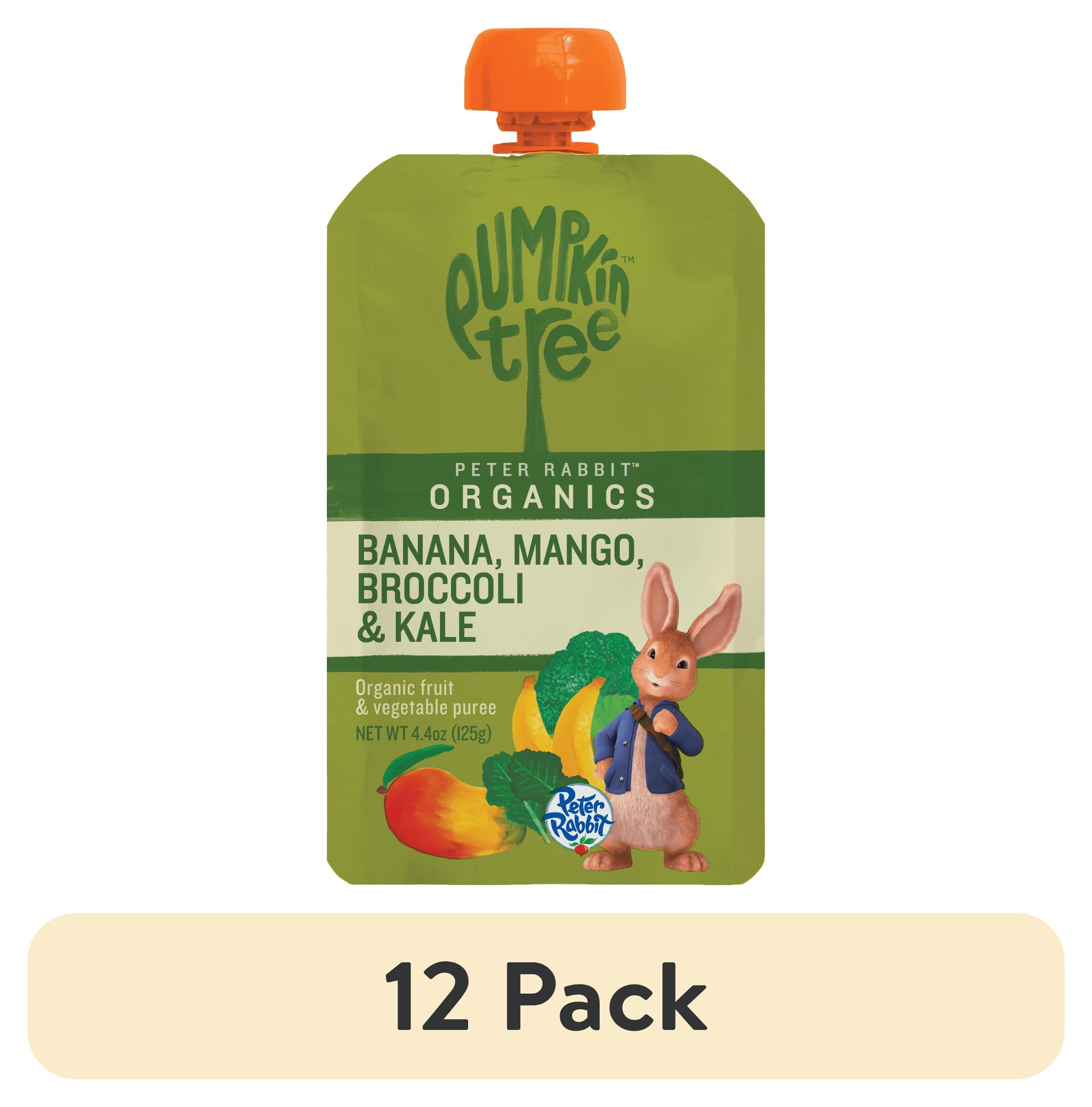 (12 pack) Peter Rabbit Banana, Mango, Broccoli & Kale Puree, 4.4 oz Toddler Snack