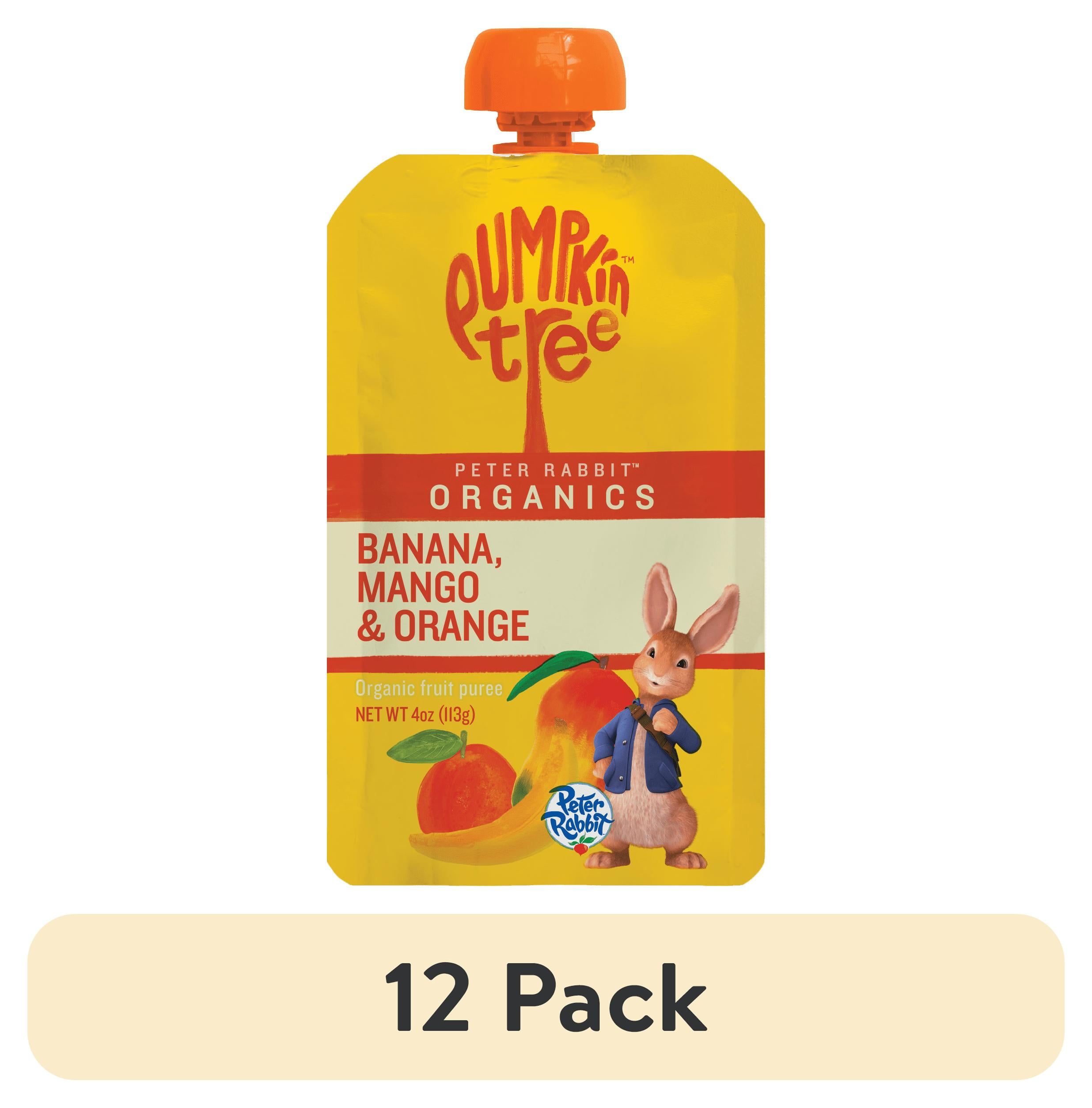 (12 pack) Peter Rabbit Banana Mango Orange Organic Fruit Puree 4 oz Toddler Snack