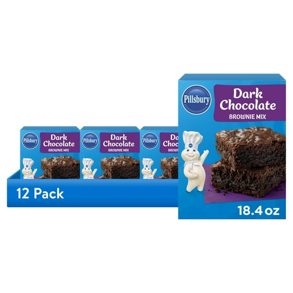 (12 pack) Pillsbury Dark Chocolate Brownie Mix, 18.4 oz Box