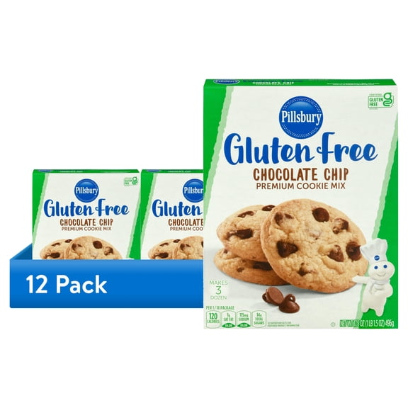 (12 pack) Pillsbury Gluten Free Chocolate Chip Premium Cookie Mix, 17.5 oz Box