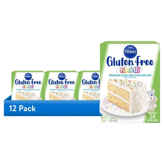 (12 pack) Pillsbury Gluten Free Funfetti Cake Mix with Candy Bits, 17 oz Box