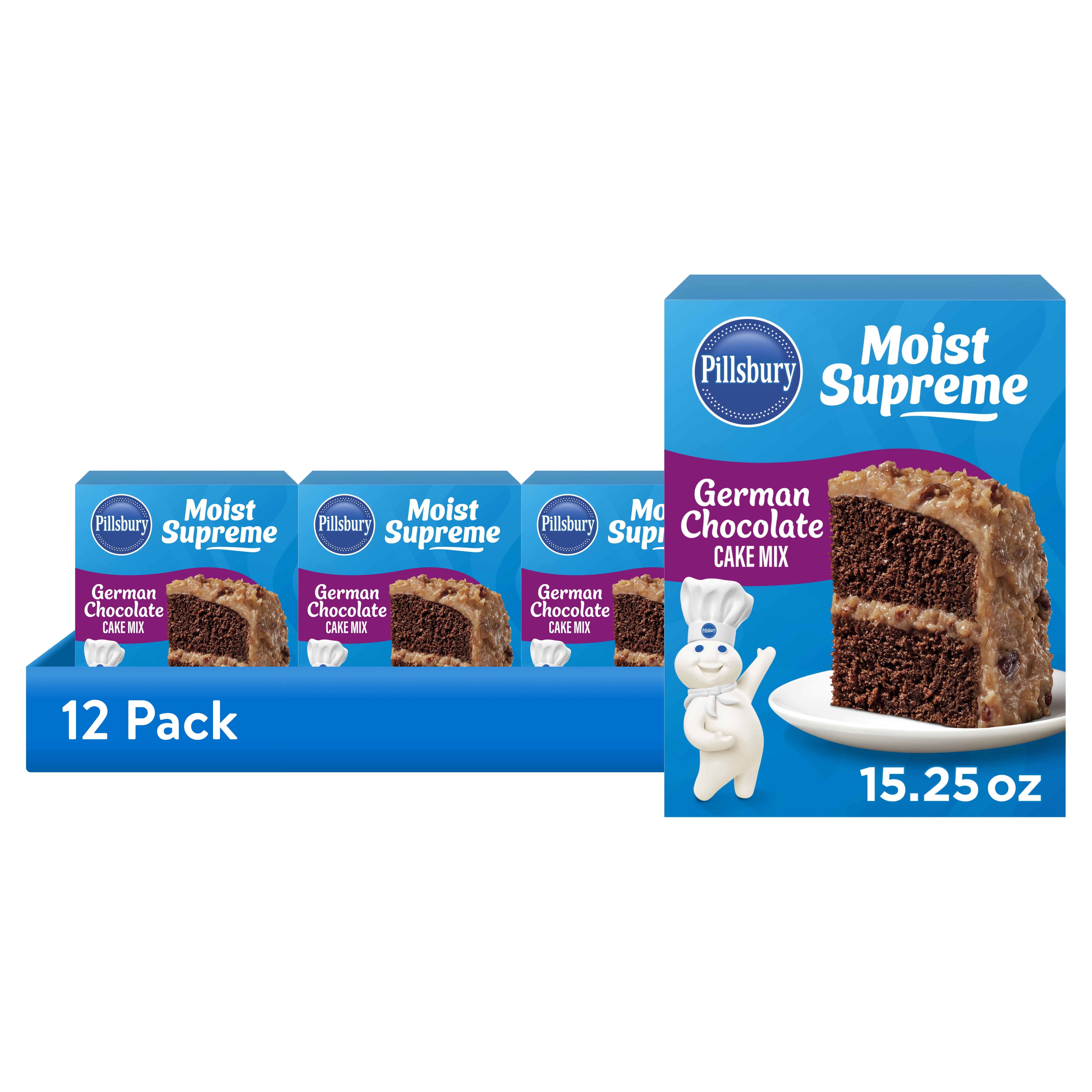 (12 pack) Pillsbury Moist Supreme German Chocolate Cake Mix, 15.25 oz Box