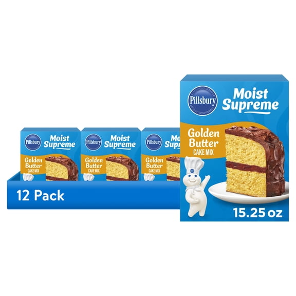 (12 pack) Pillsbury Moist Supreme Golden Butter Cake Mix, 15.25 oz Box