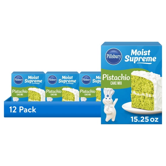 (12 pack) Pillsbury Moist Supreme Pistachio Cake Mix, 15.25 oz Box
