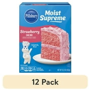 (12 pack) Pillsbury Moist Supreme Strawberry Cake Mix, 15.25 oz Box