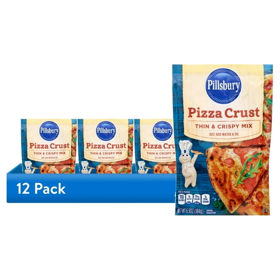 (12 pack) Pillsbury Thin and Crispy Pizza Crust Mix, 6.5 oz Pouch