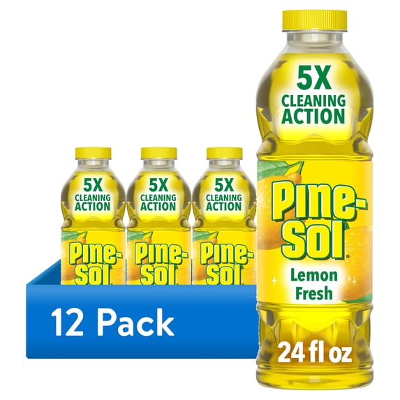 (12 pack) Pine-Sol Multi-Surface Floor Cleaner, Lemon Fresh, 24 Fluid Ounces