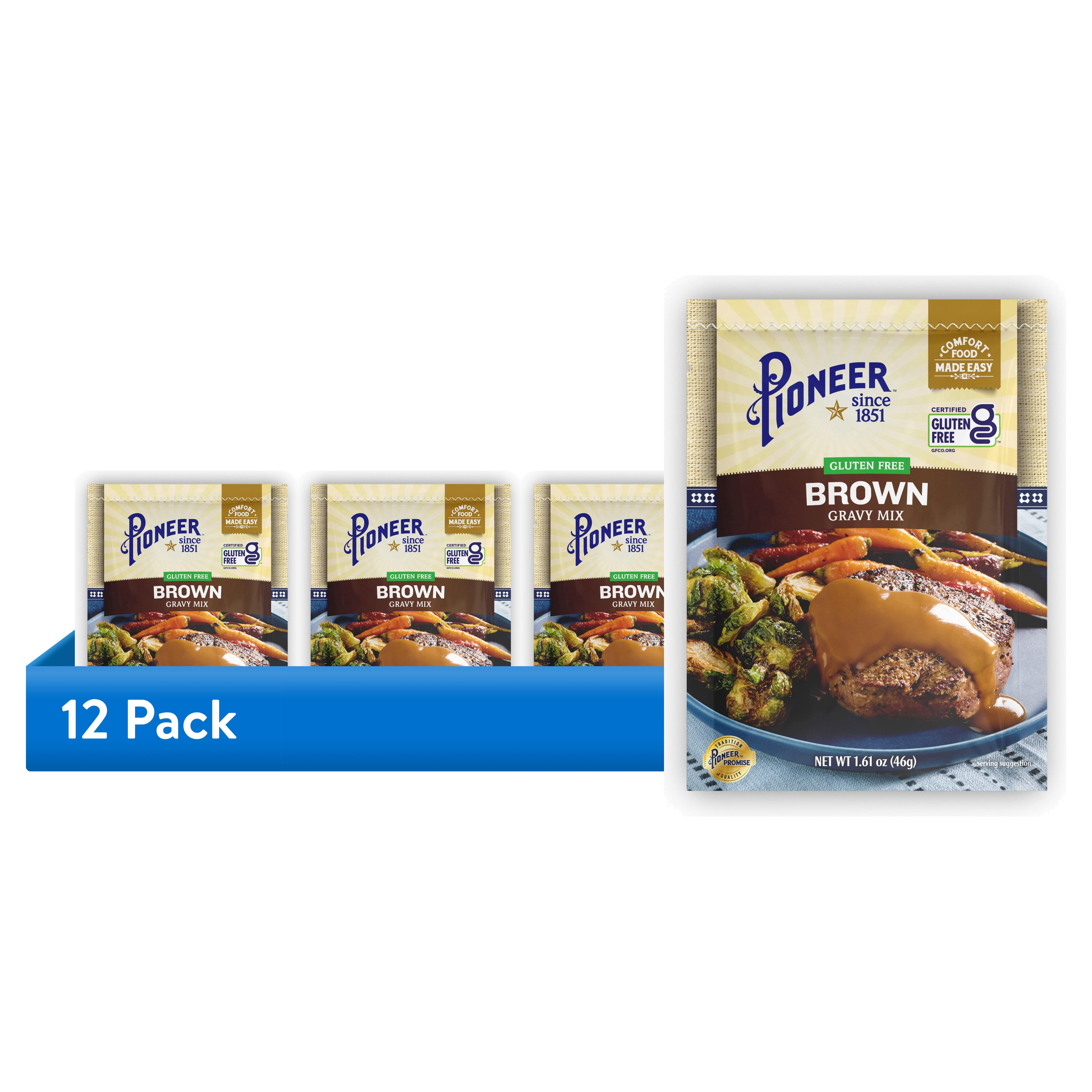 (12 pack) Pioneer Gluten Free Brown Gravy Mix 1.61 oz. Packet