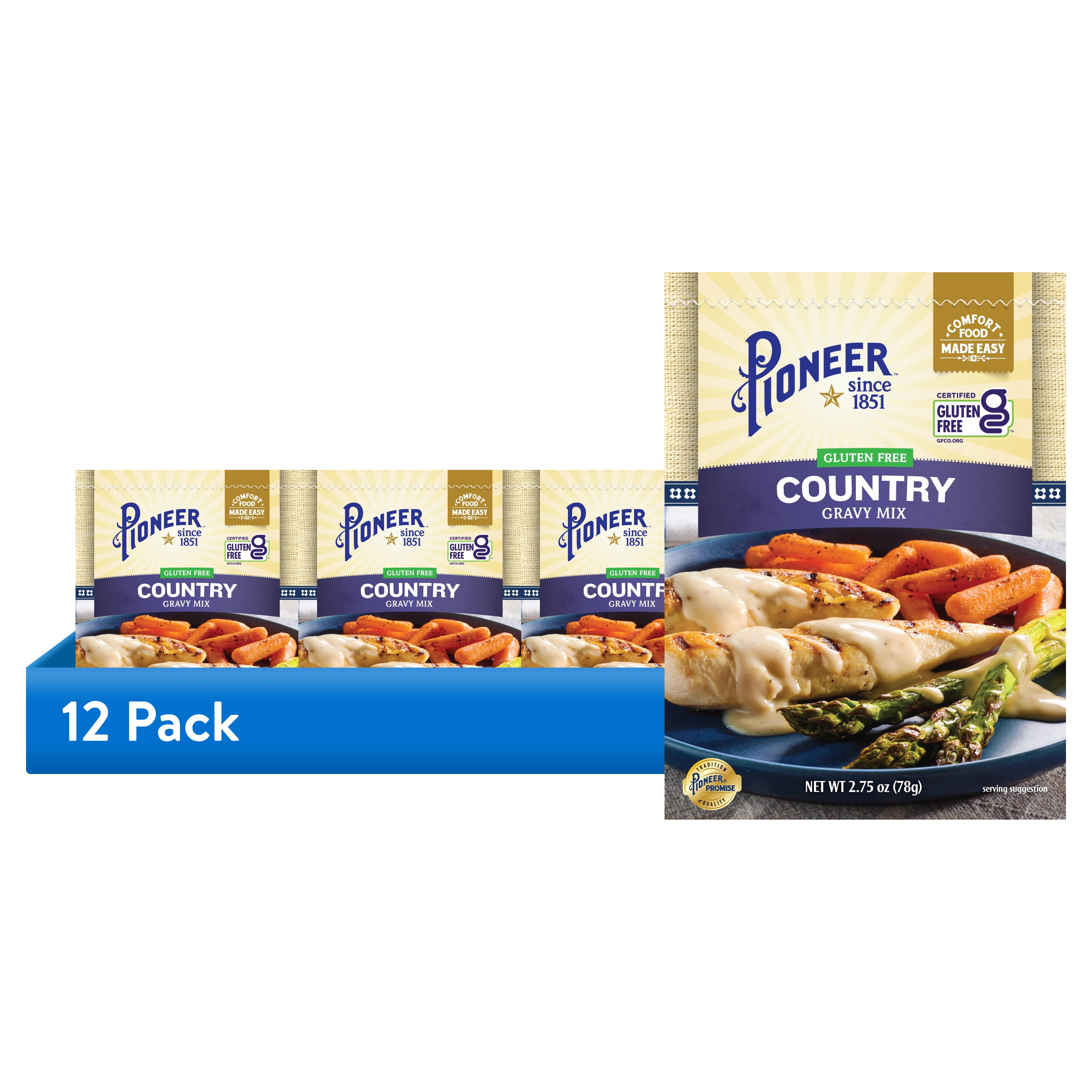 (12 pack) Pioneer Gluten Free Country Gravy Mix, 2.75 oz, Resealable Pouch