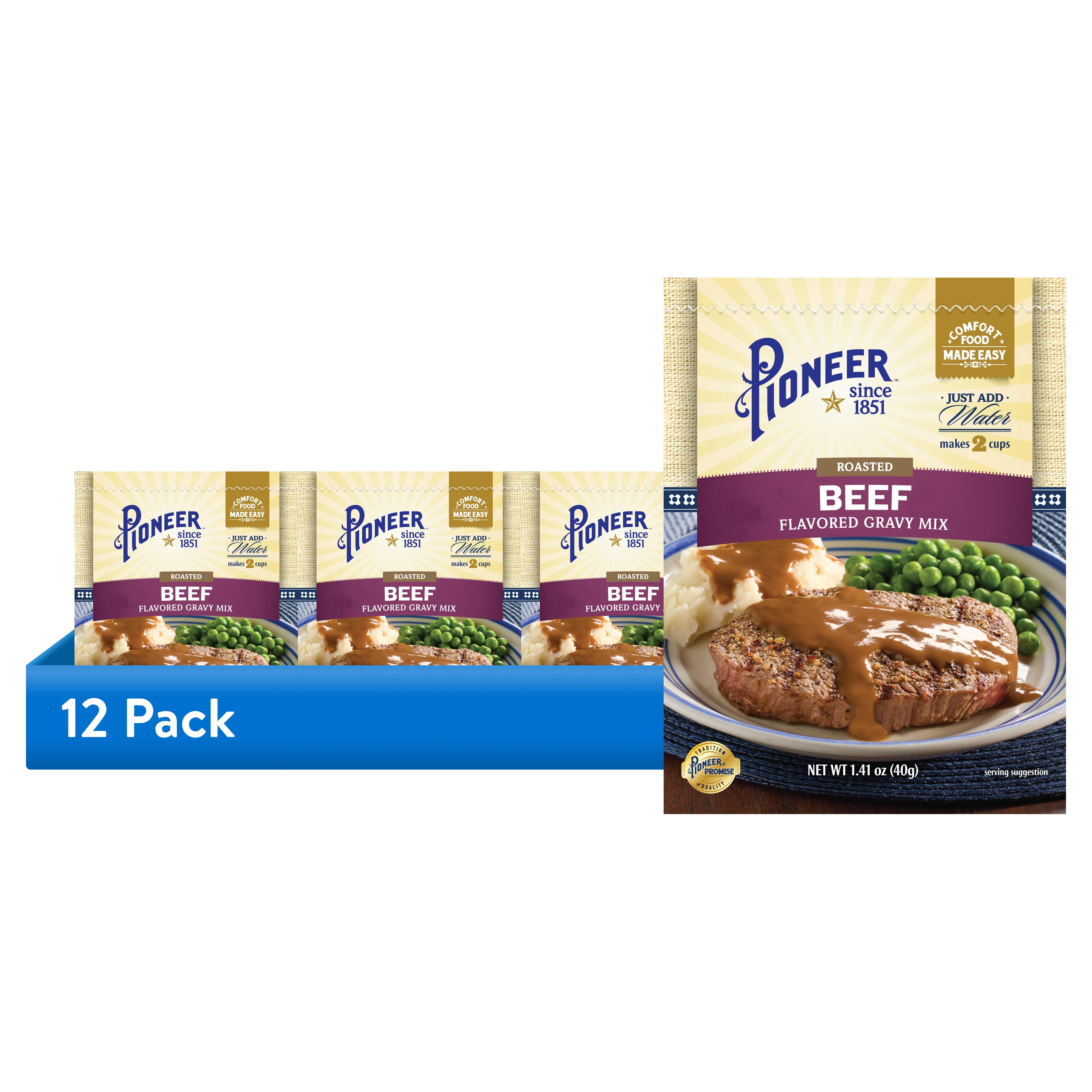 (12 pack) Pioneer Roasted Beef Gravy Mix Packet, 1.41 oz - Homestyle Flavor, Made Easy!