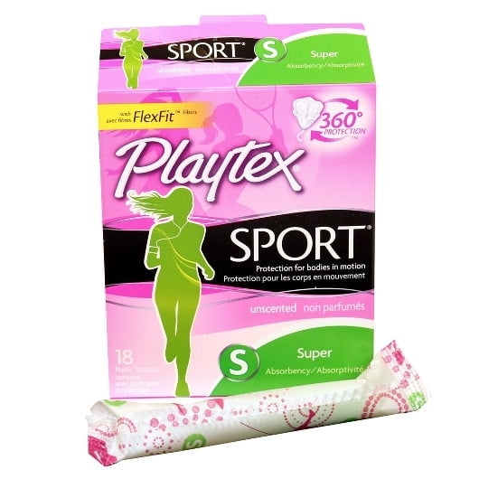 Playtex Sport Plastic Super Unscented, 18 Count, 6 Per Pack, 2 Per Case