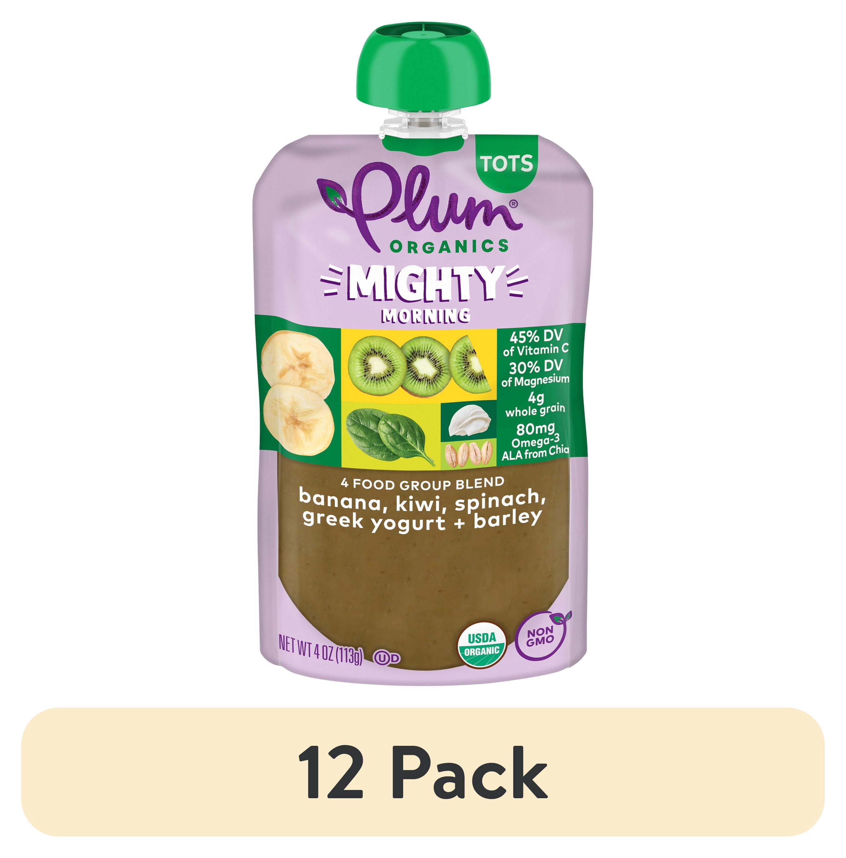 (12 pack) Plum Organics® Mighty Morning 4 Food Group Blend Banana, Kiwi, Spinach, Greek Yogurt + Barley 4oz Pouch