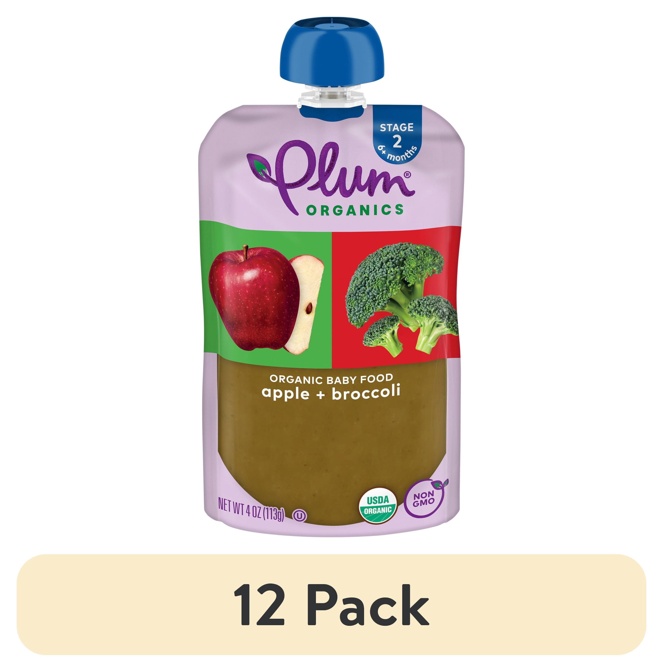 (12 pack) Plum Organics® Stage 2 Organic Baby Food Apple + Broccoli 4oz Pouch