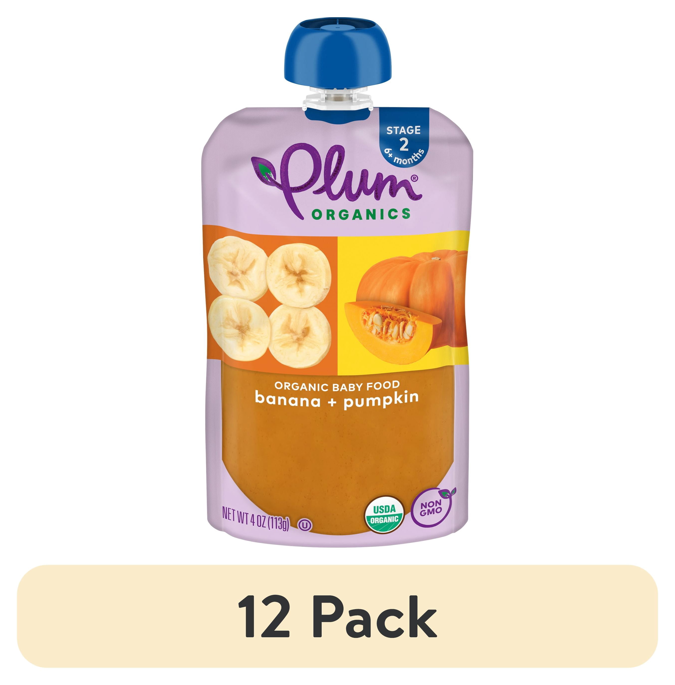 (12 pack) Plum Organics® Stage 2 Organic Baby Food Banana + Pumpkin 4oz Pouch