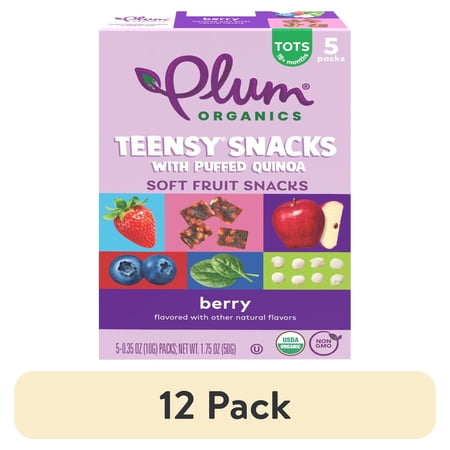(12 pack) Plum Organics® Teensy® Snacks Puffed Quinoa Berry .35oz Pouch/5-Count Box