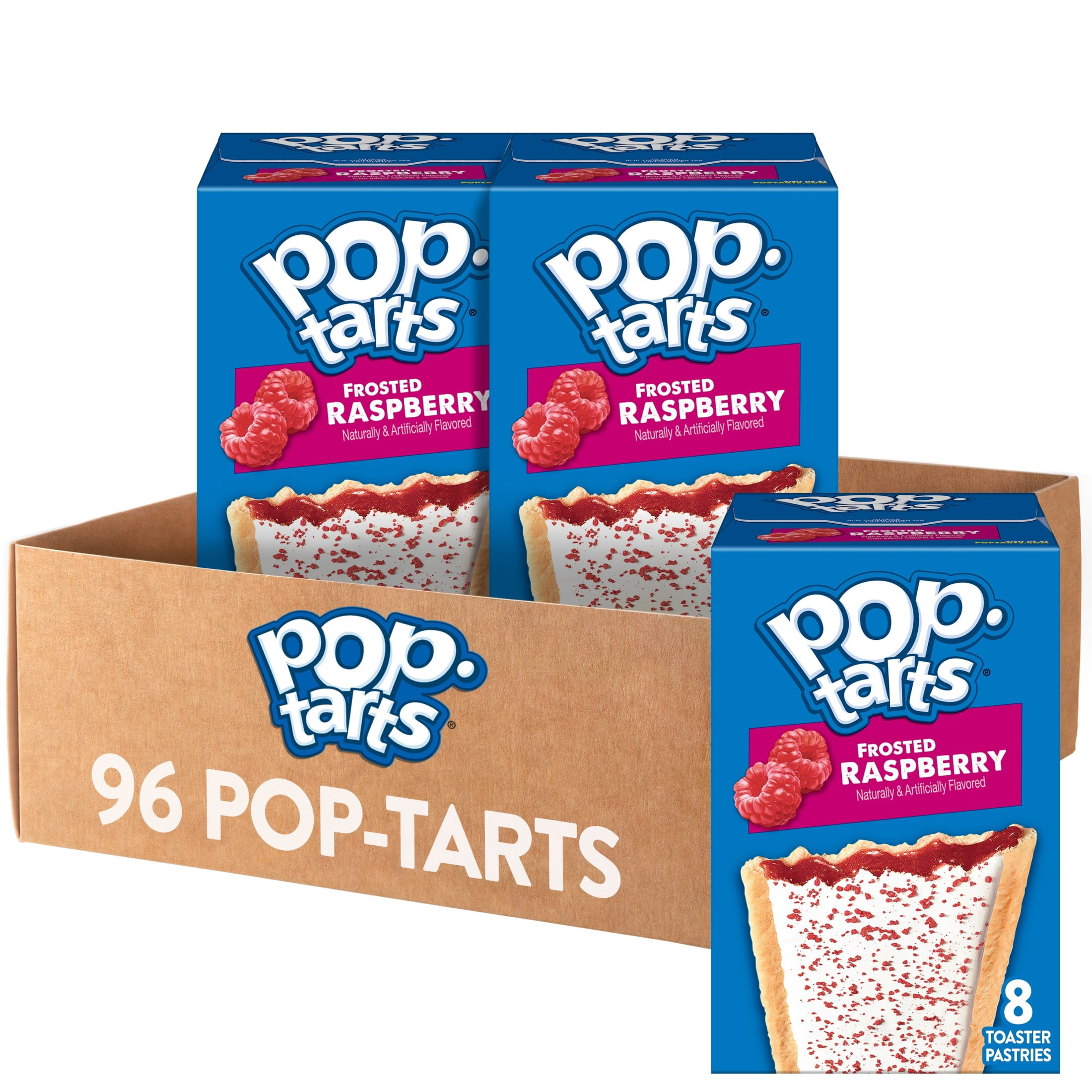 (12 pack) Pop-Tarts Frosted Raspberry Toaster Pastries, Breakfast Foods, Shelf-Stable, 13.5 oz (8 Count)