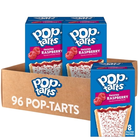 (12 pack) Pop-Tarts Toaster Pastries, Breakfast Foods, Kids Snacks, Value Pack, Frosted Raspberry (96 Pop-Tarts)