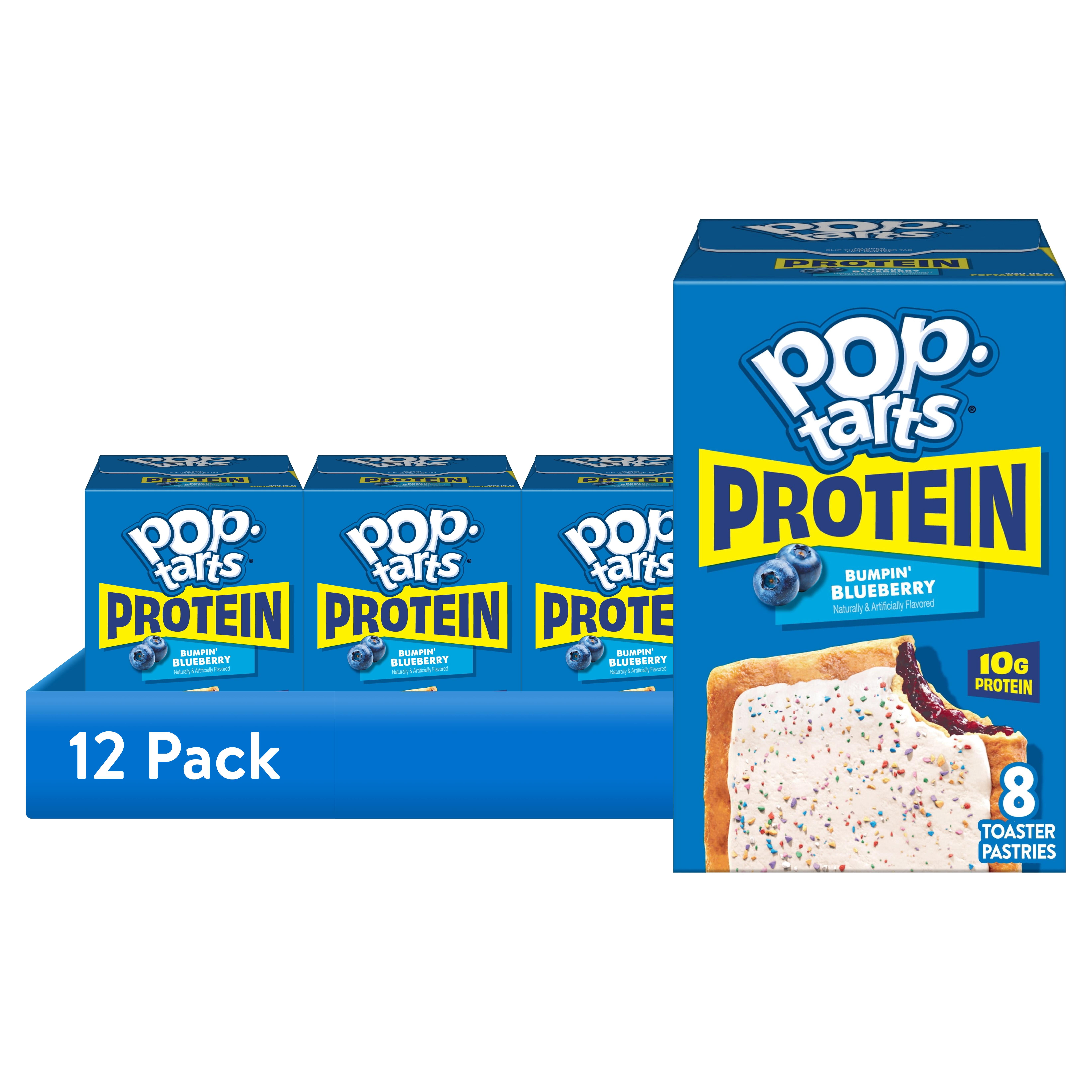 (12 pack) Pop-Tarts Protein Toaster Pastries, 10g Protein, Bumpin' Blueberry, 14.3oz Box (8 Pop-Tarts)