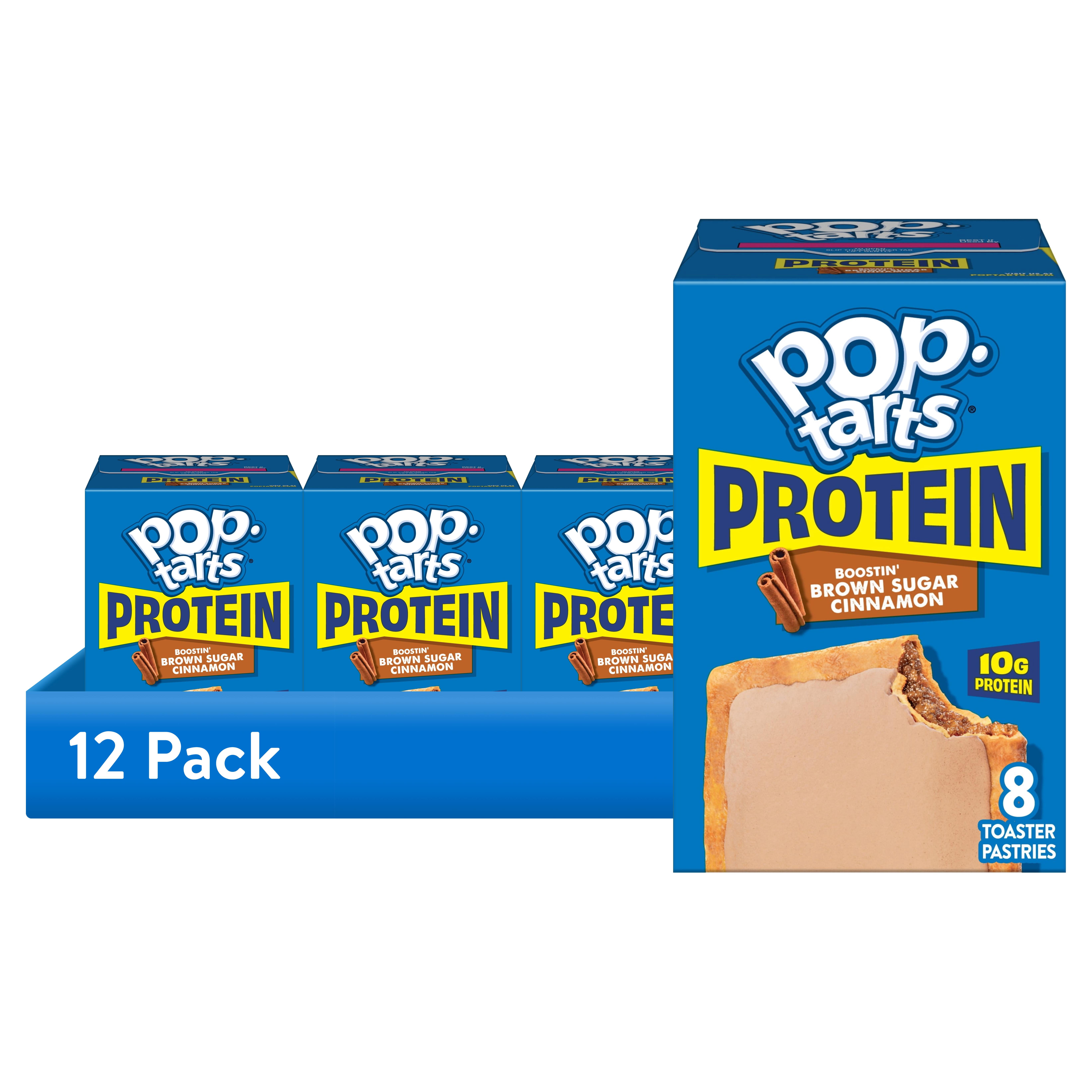 (12 pack) Pop-Tarts Protein Toaster Pastries, 10g Protein, Boostin' Brown Sugar Cinnamon, 14.3oz Box (8 Pop-Tarts)