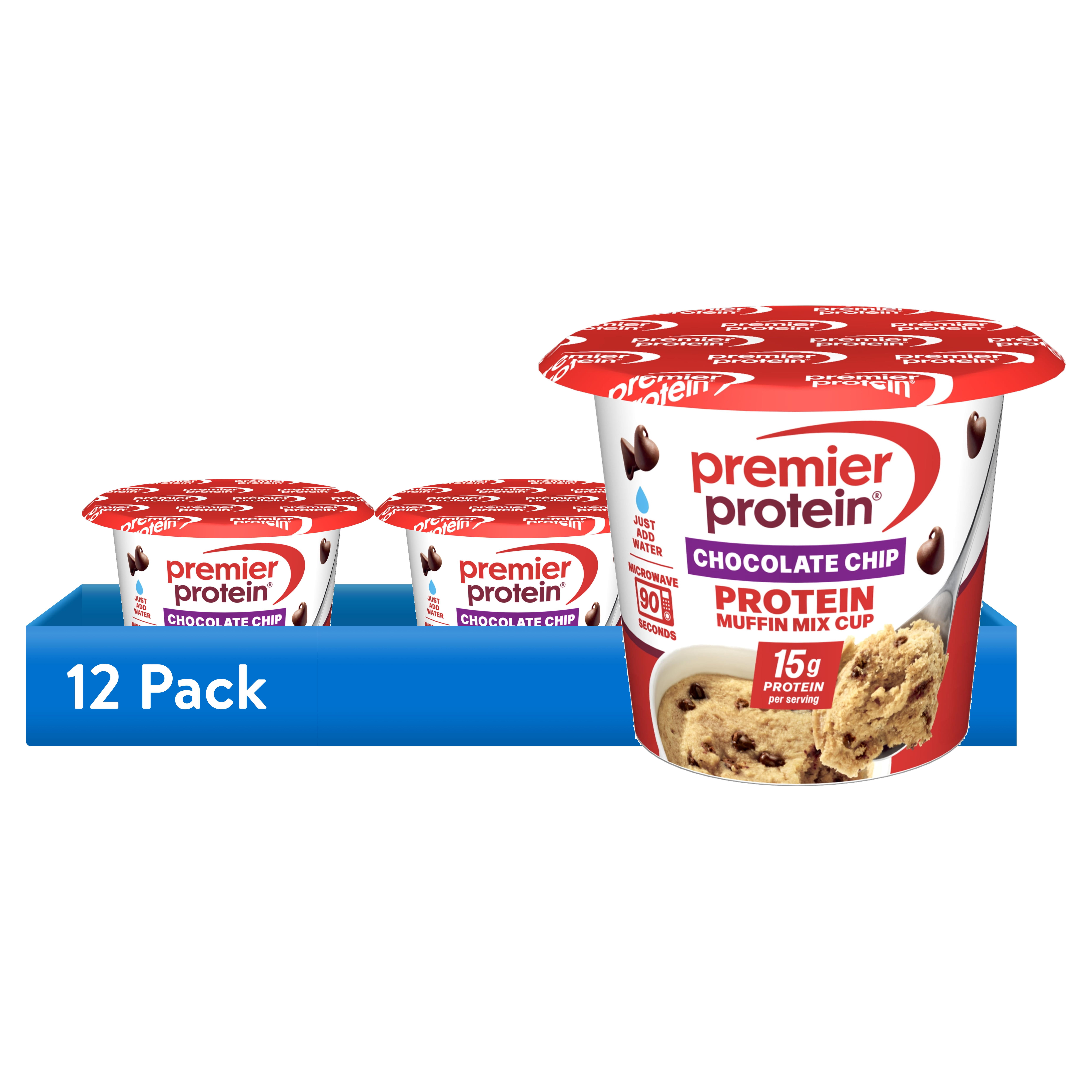 (12 pack) Premier Protein Chocolate Chip Protein Muffin Cup, 2.3 oz