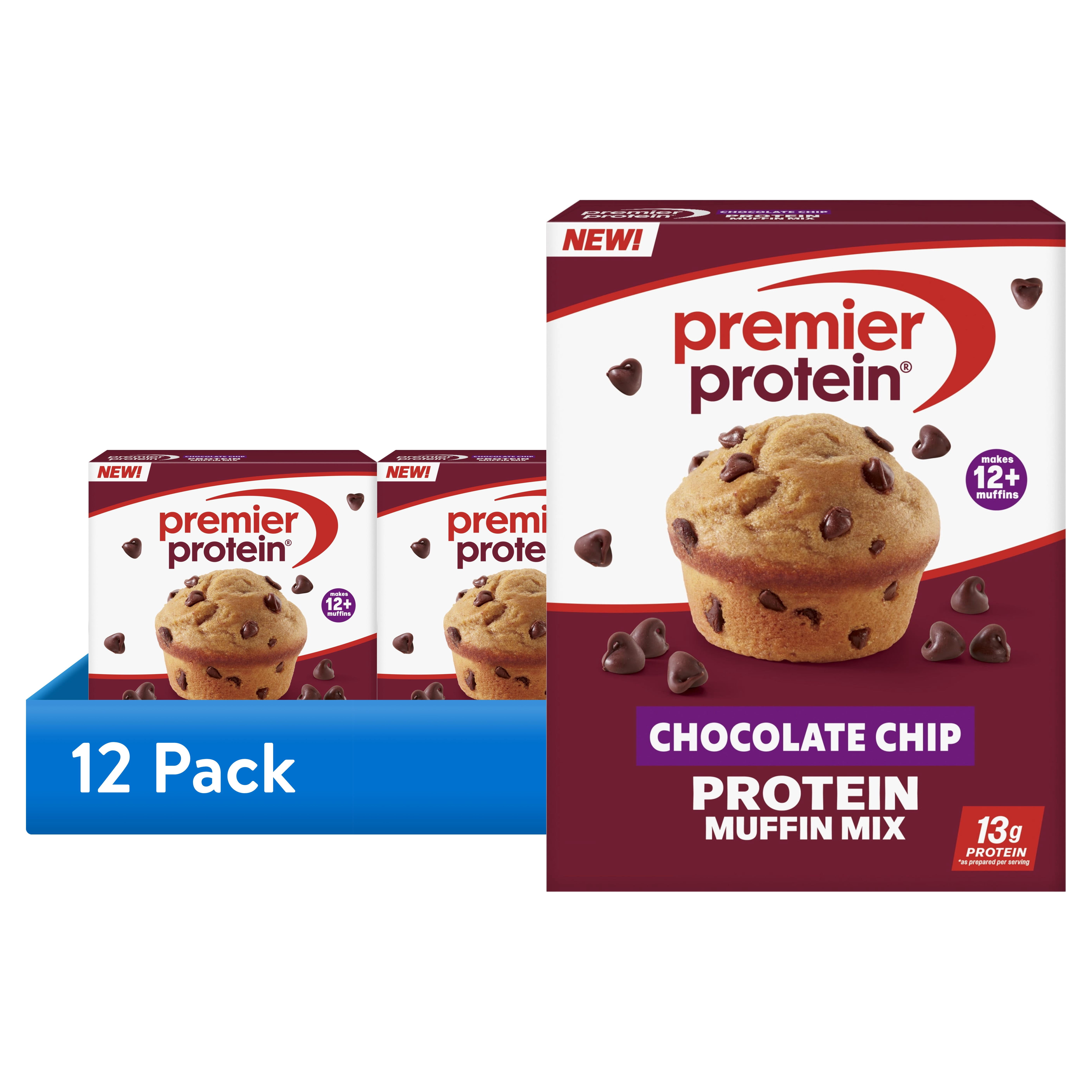 (12 pack) Premier Protein Chocolate Chip Protein Muffin Mix, 14 oz