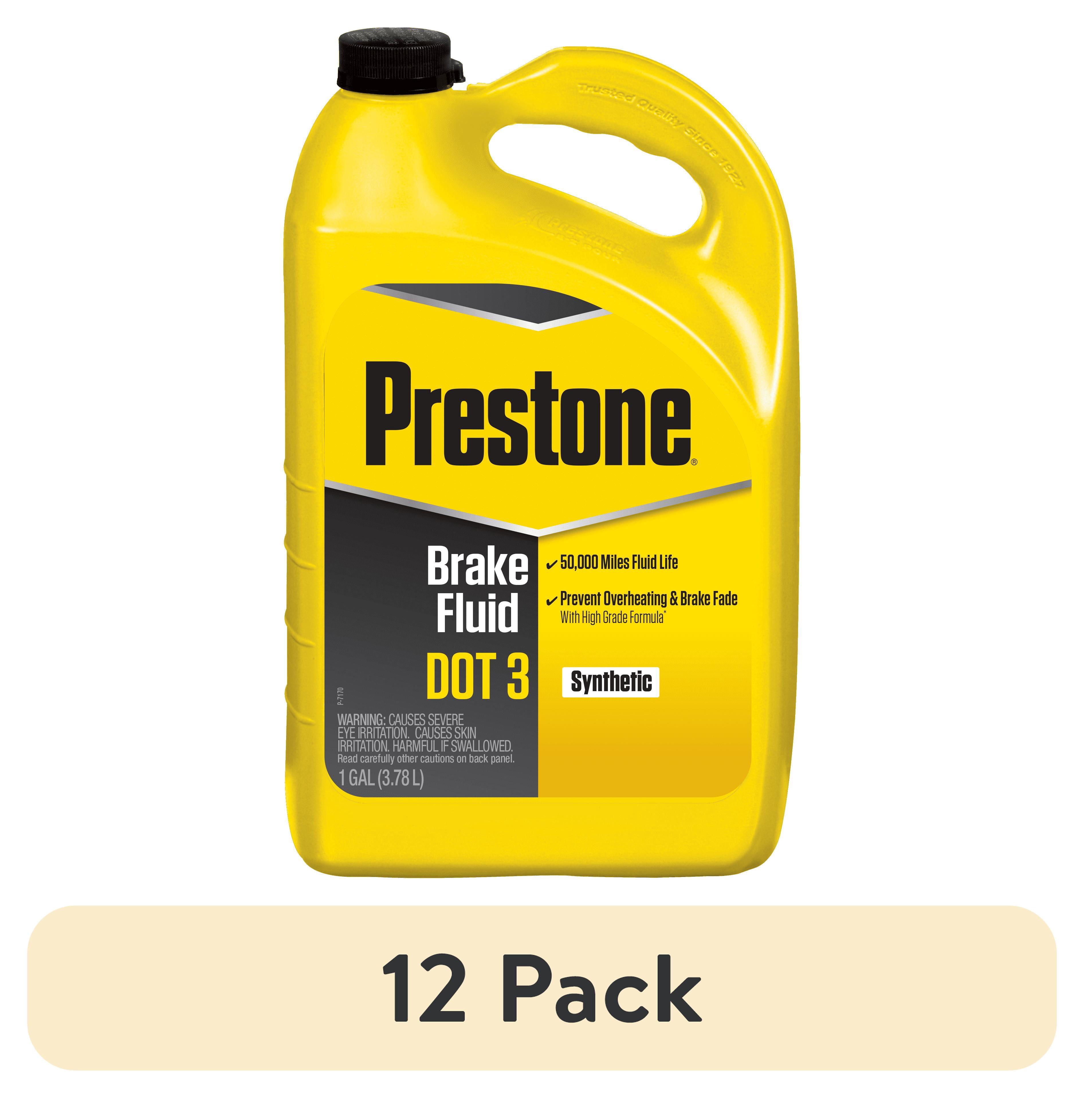 (12 pack) Prestone DOT 3 Brake Fluid 1 gal Synthetic, High Grade, 50,000 mile