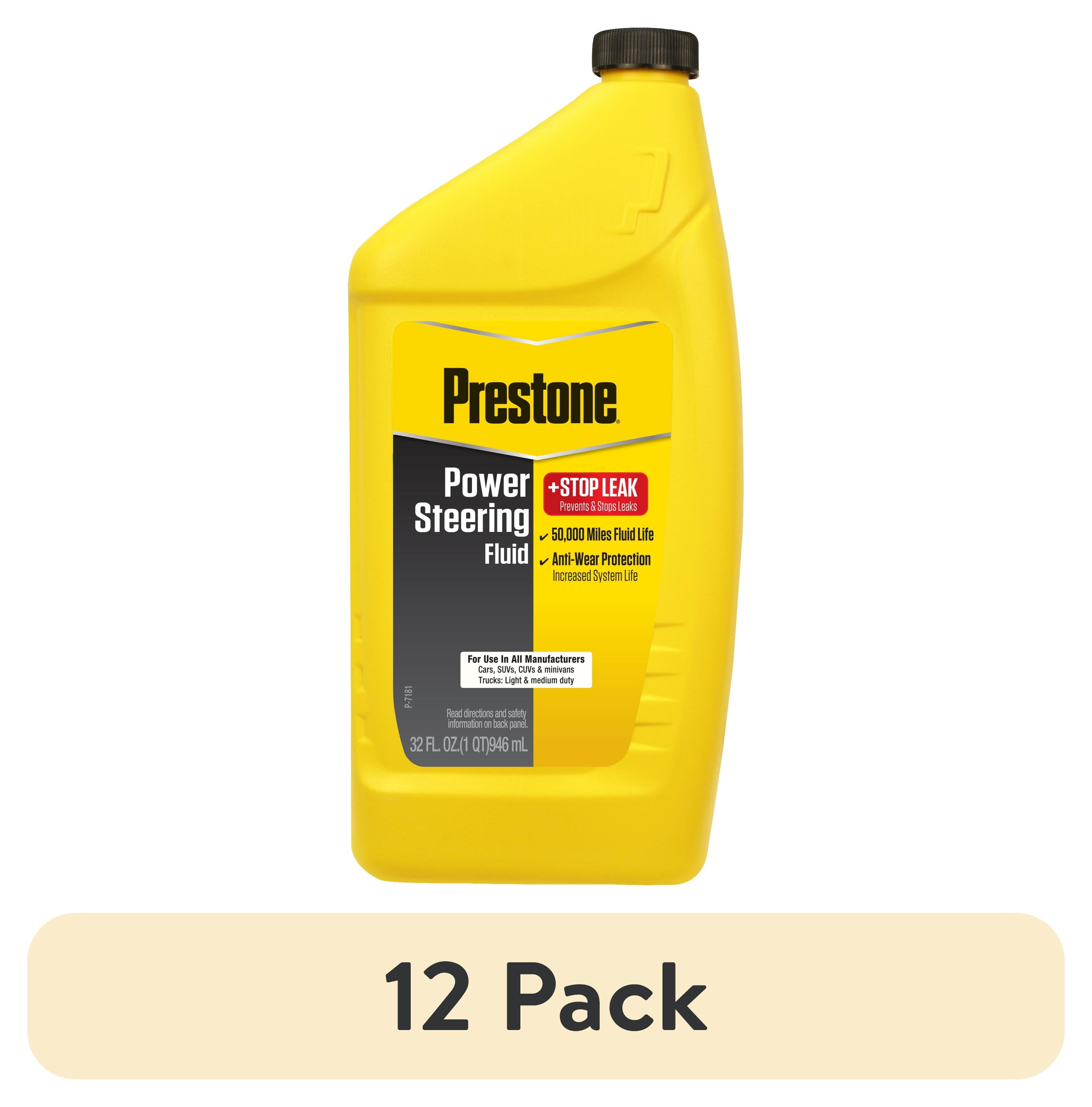 (12 pack) Prestone Power Steering Fluid Plus Stop Leak, 32 oz (1 Quarts)