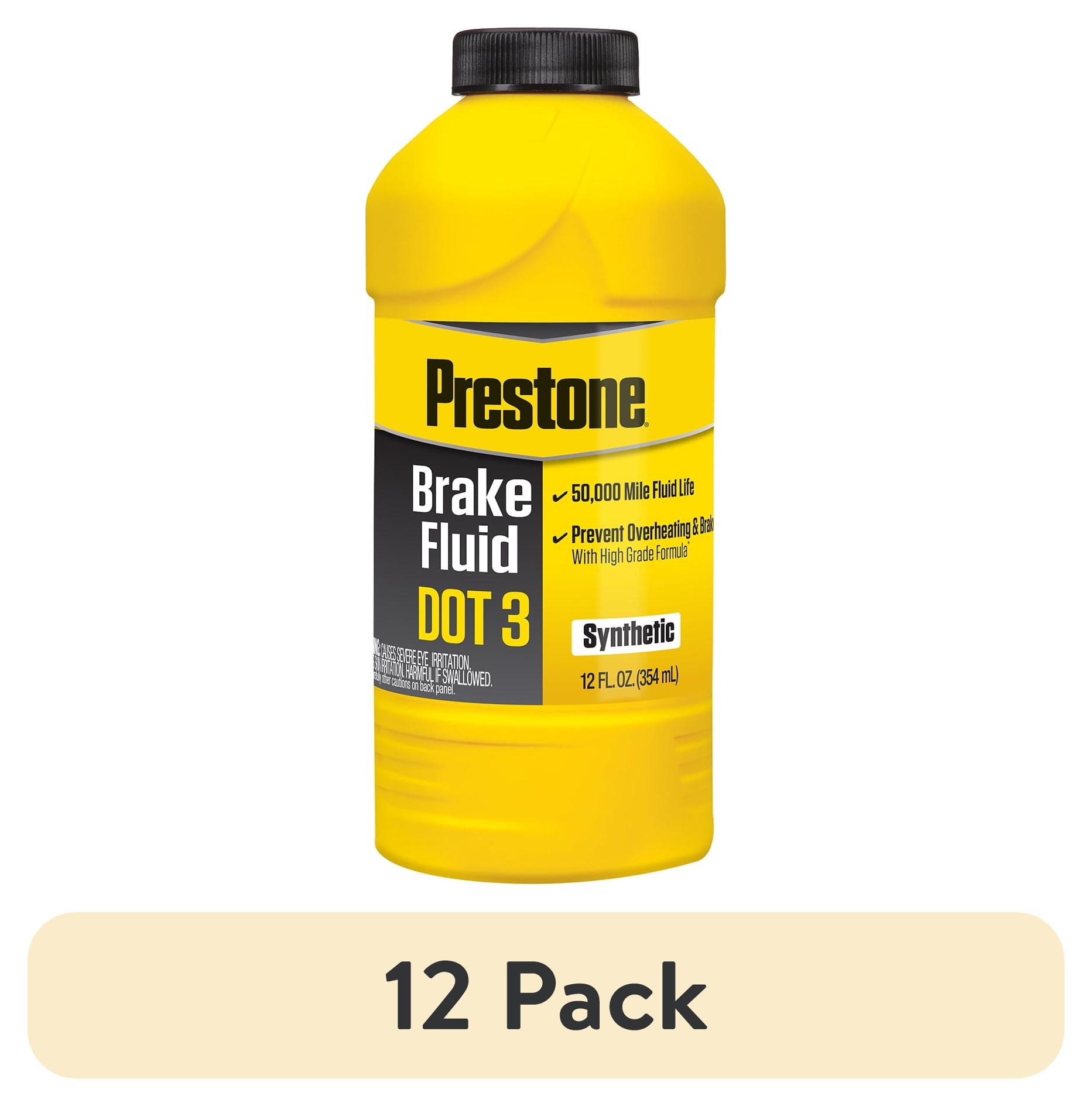 (12 pack) Prestone DOT 3 Motor Vehicle Brake Fluid for Cars and Trucks - 12 oz - Synthetic, High Grade, 50,000 mile