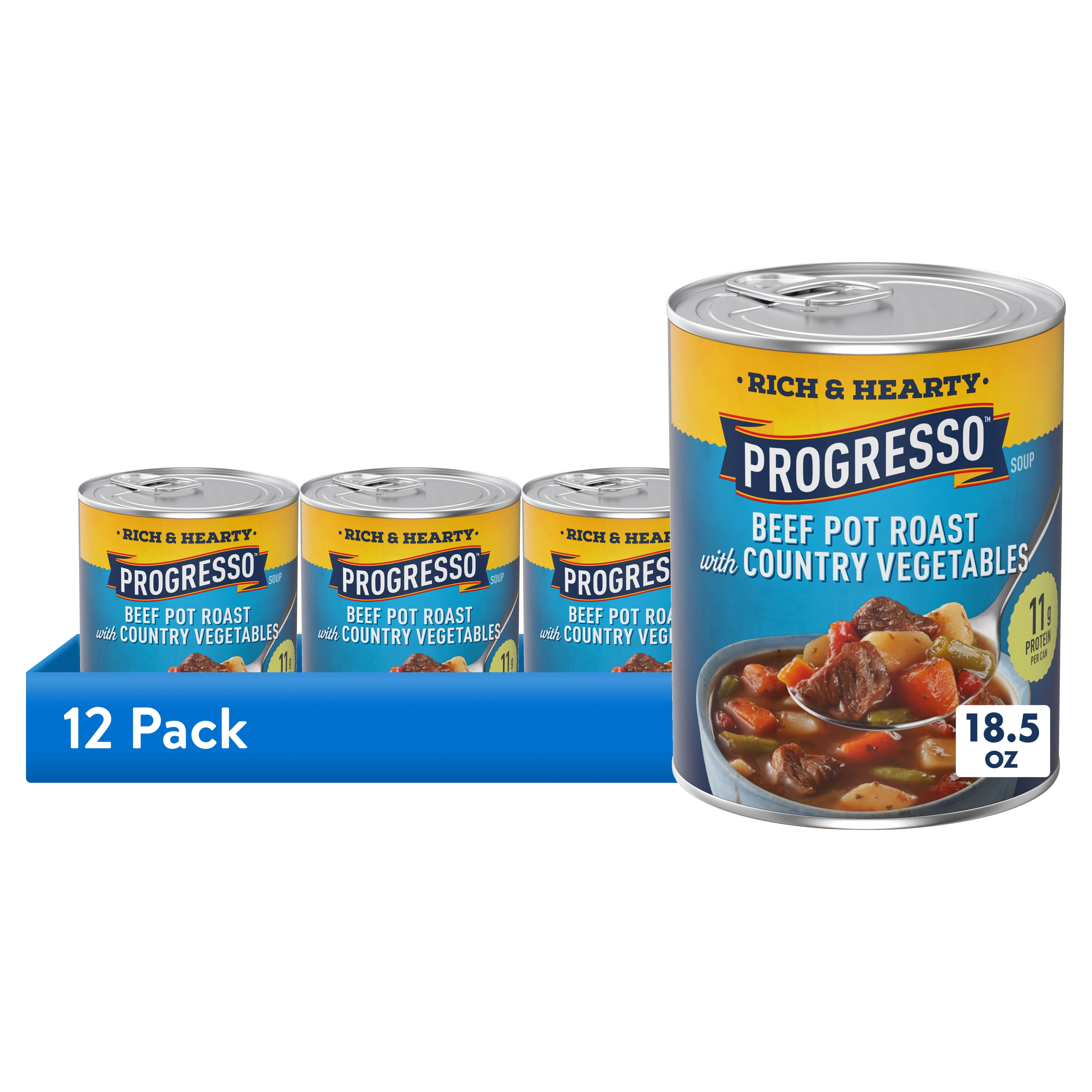 (12 pack) Progresso Beef Pot Roast with Country Vegetables Canned Soup, 18.5 oz