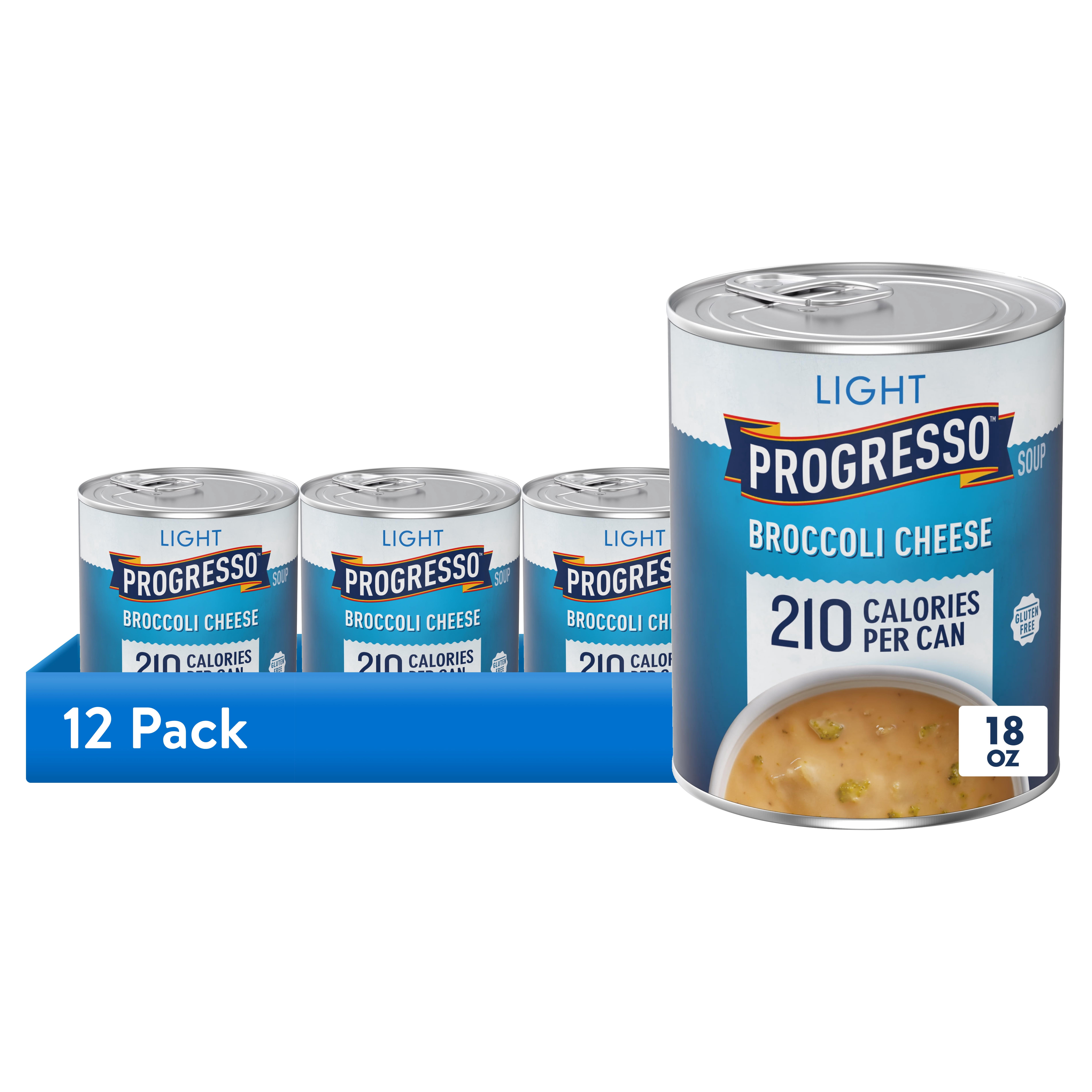 (12 pack) Progresso Light, Broccoli Cheese Canned Soup, Gluten Free, 18 oz.