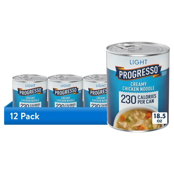 (12 pack) Progresso Light, Creamy Chicken Noodle Canned Soup, 18.5 oz