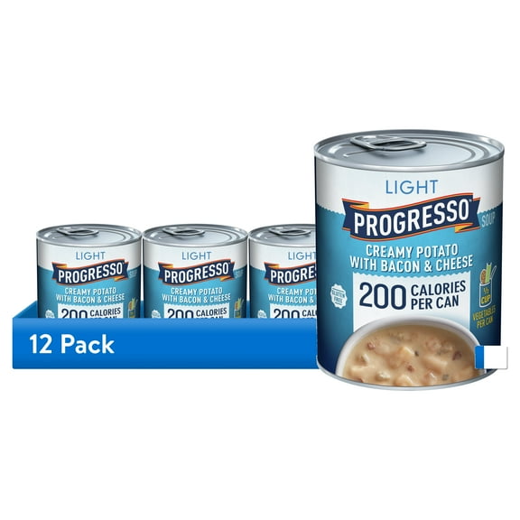 (12 pack) Progresso Light, Creamy Potato With Bacon & Cheese Canned Soup, Gluten Free, 18.5 oz.