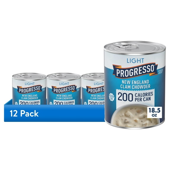 (12 pack) Progresso Light, New England Clam Chowder Soup, Gluten Free, 18.5 oz.
