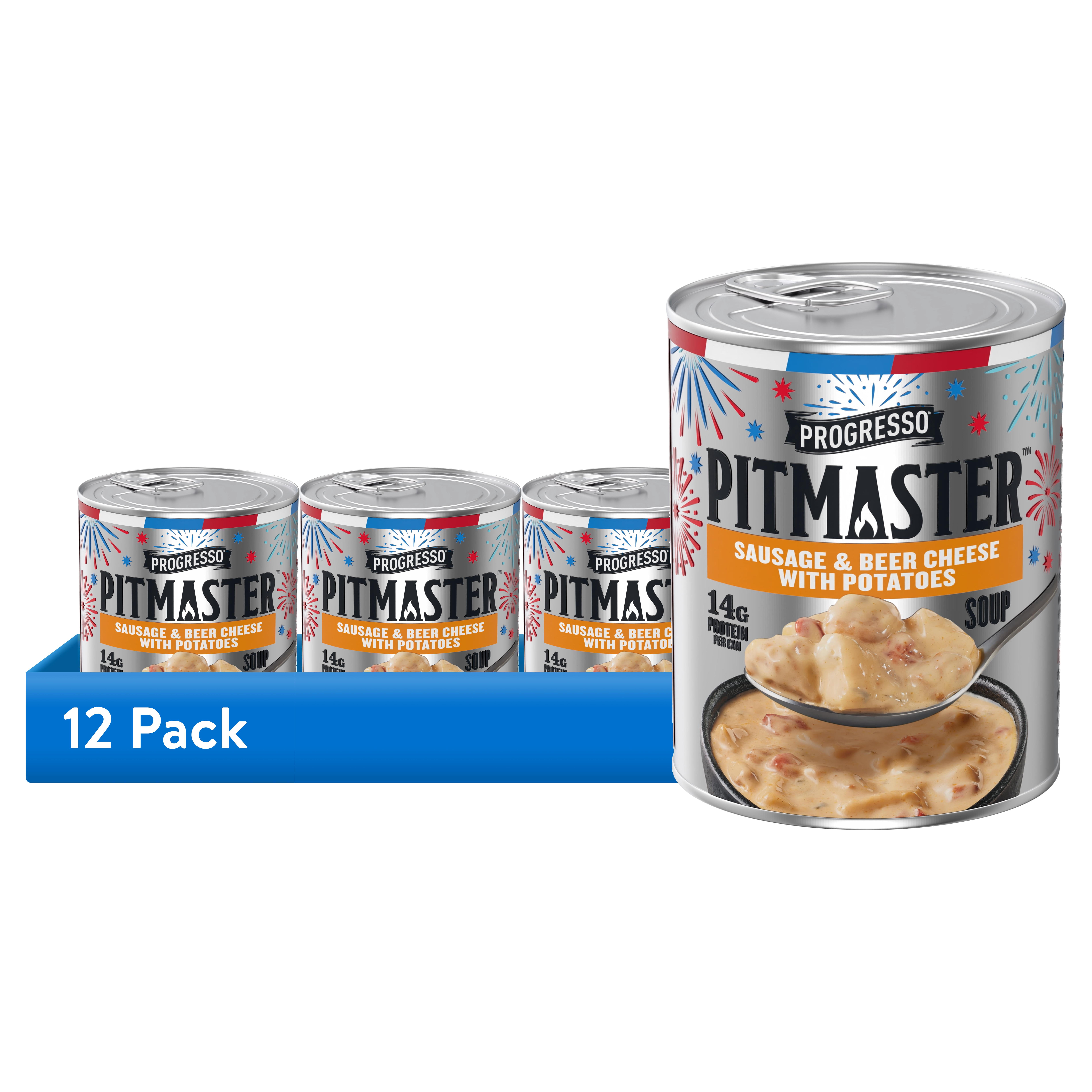 (12 pack) Progresso Pitmaster, Sausage and Beer Cheese with Potatoes, Canned Soup, 18 oz